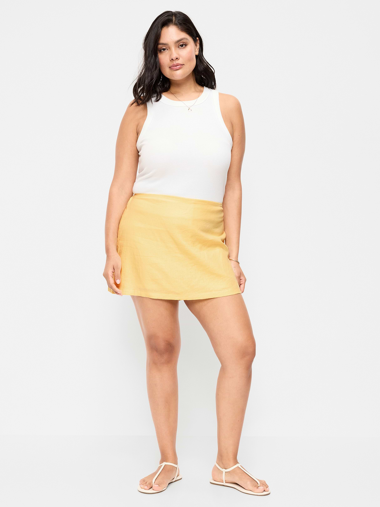 Linen-Blend Micro Skort - Sunbeam