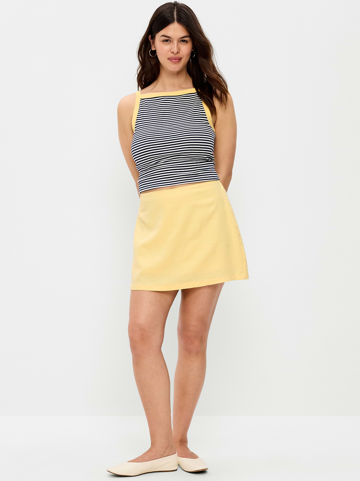 Linen-Blend Micro Skort - Sunbeam