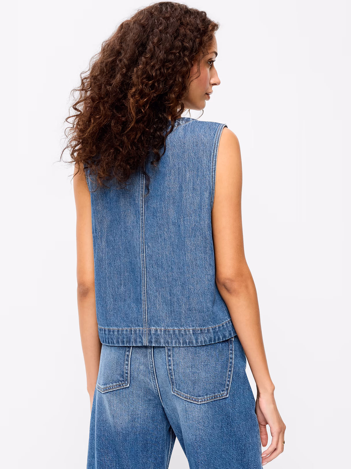Zip-Front Utility Vest - Denim