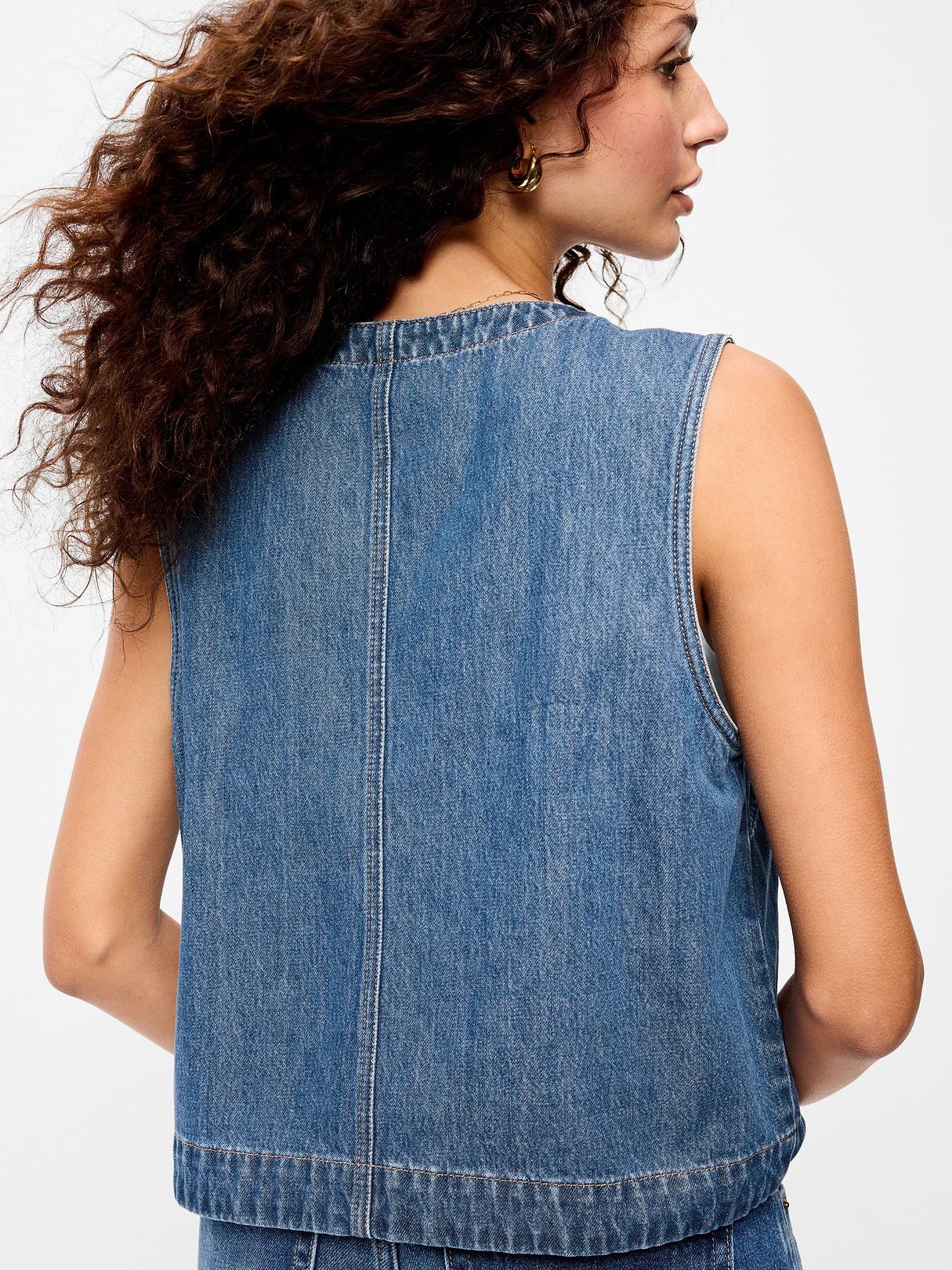 Zip-Front Utility Vest - Denim