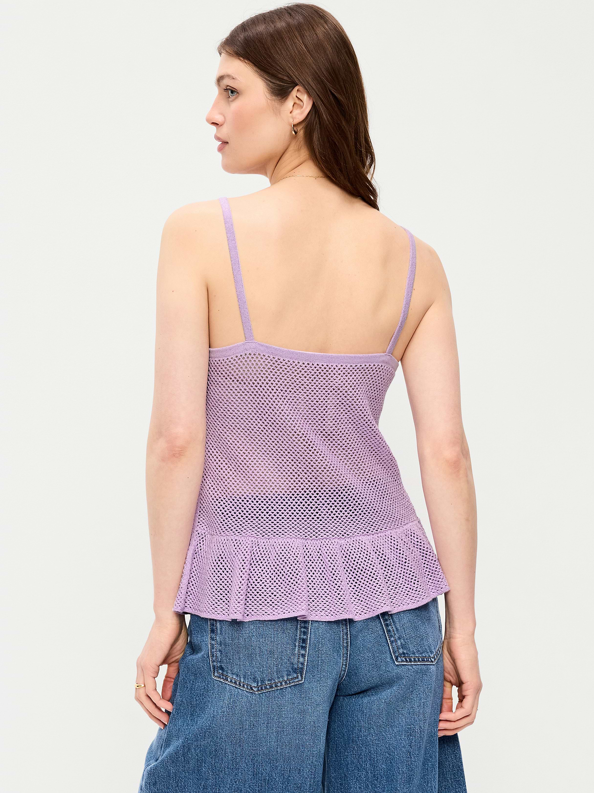 Metallic Peplum Tank Top - Fresh Lilac