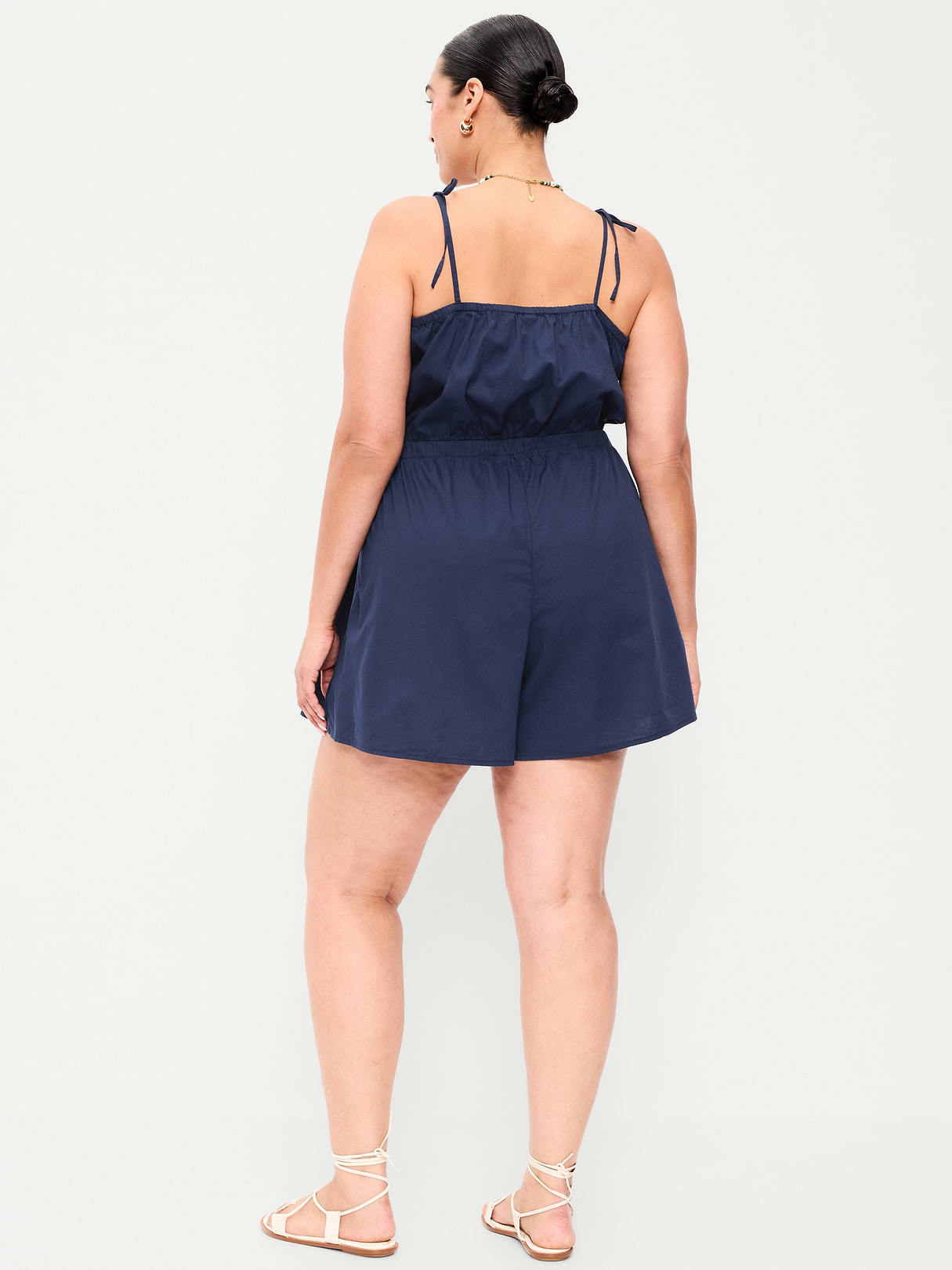 Eyelet Tie-Strap Romper - Arctic Depth
