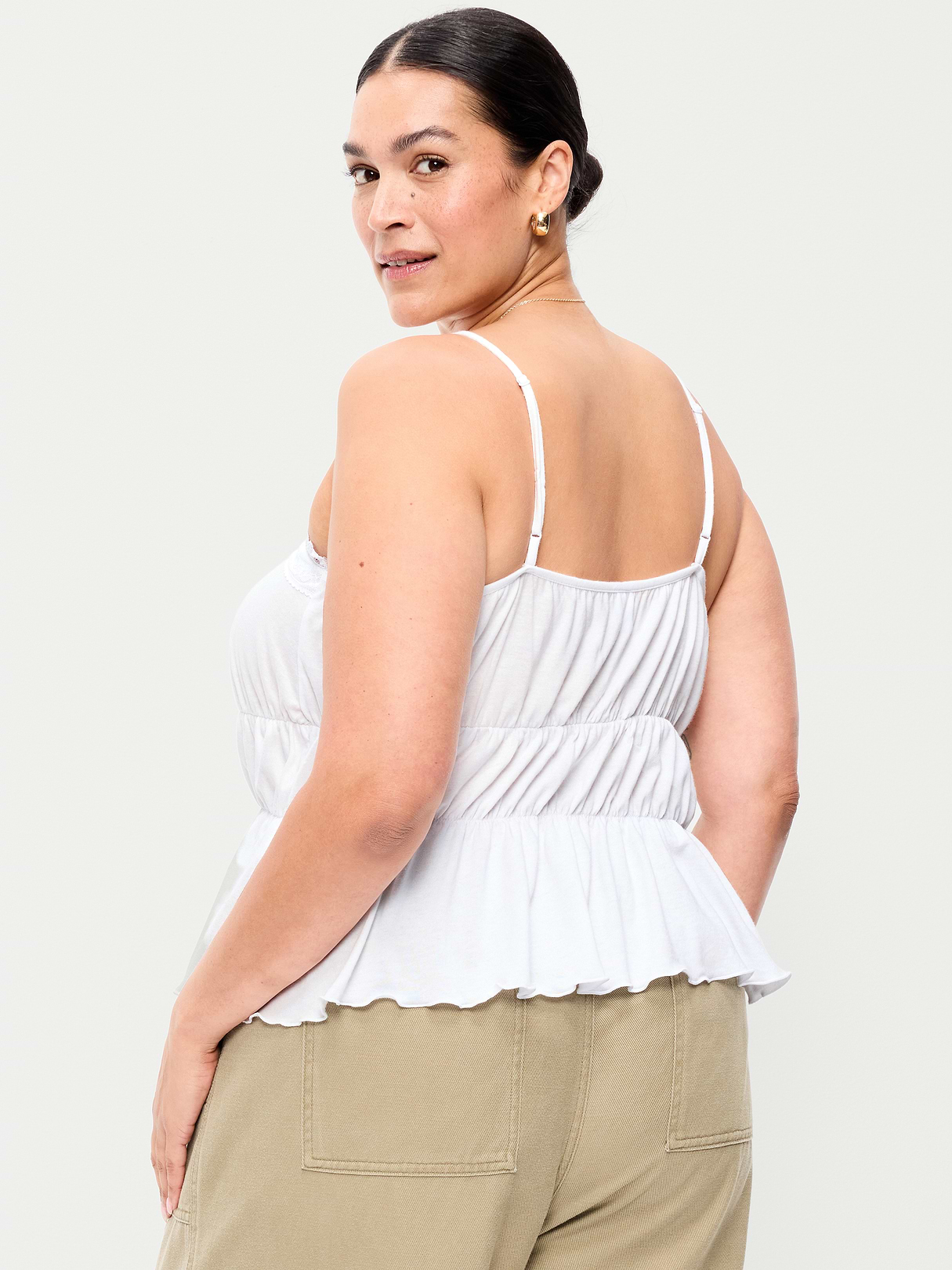 Lace-Trim Smocked-Waist Tank Top - Calla Lily White
