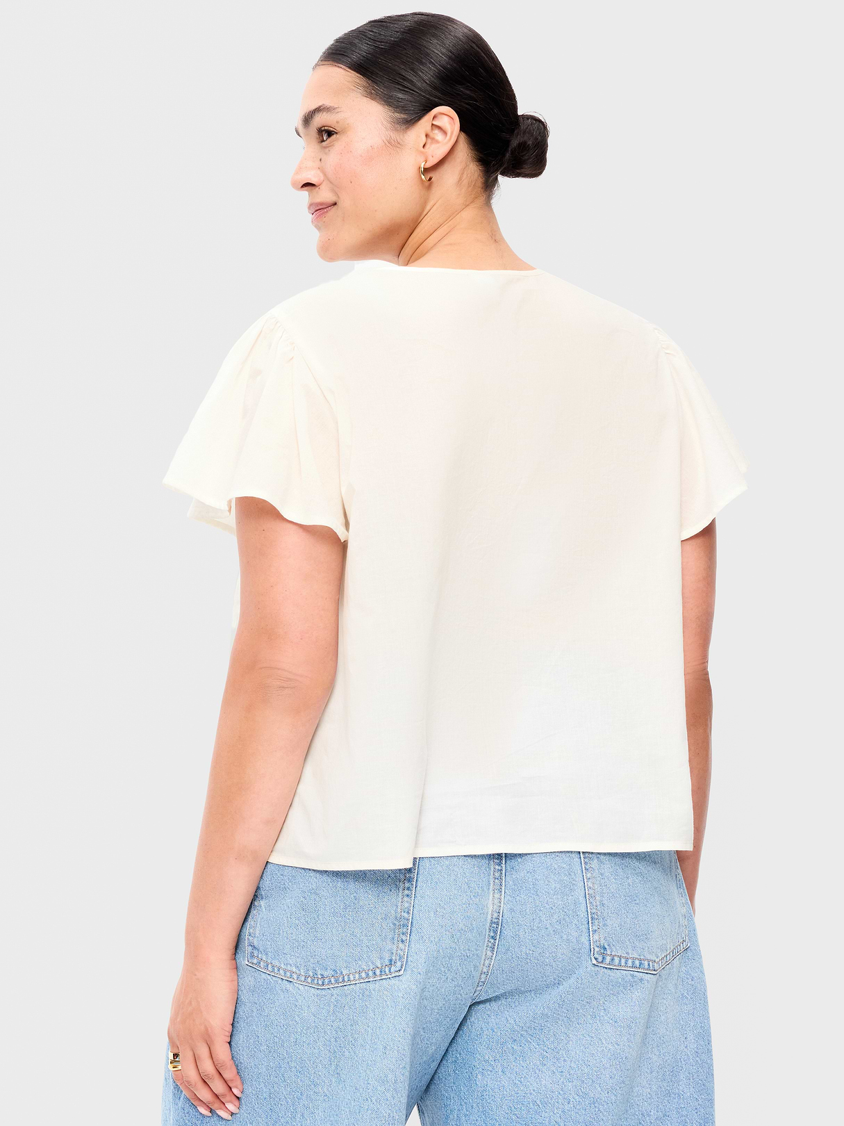 Short-Sleeve Embroidered Trousseau Top - Sea Salt