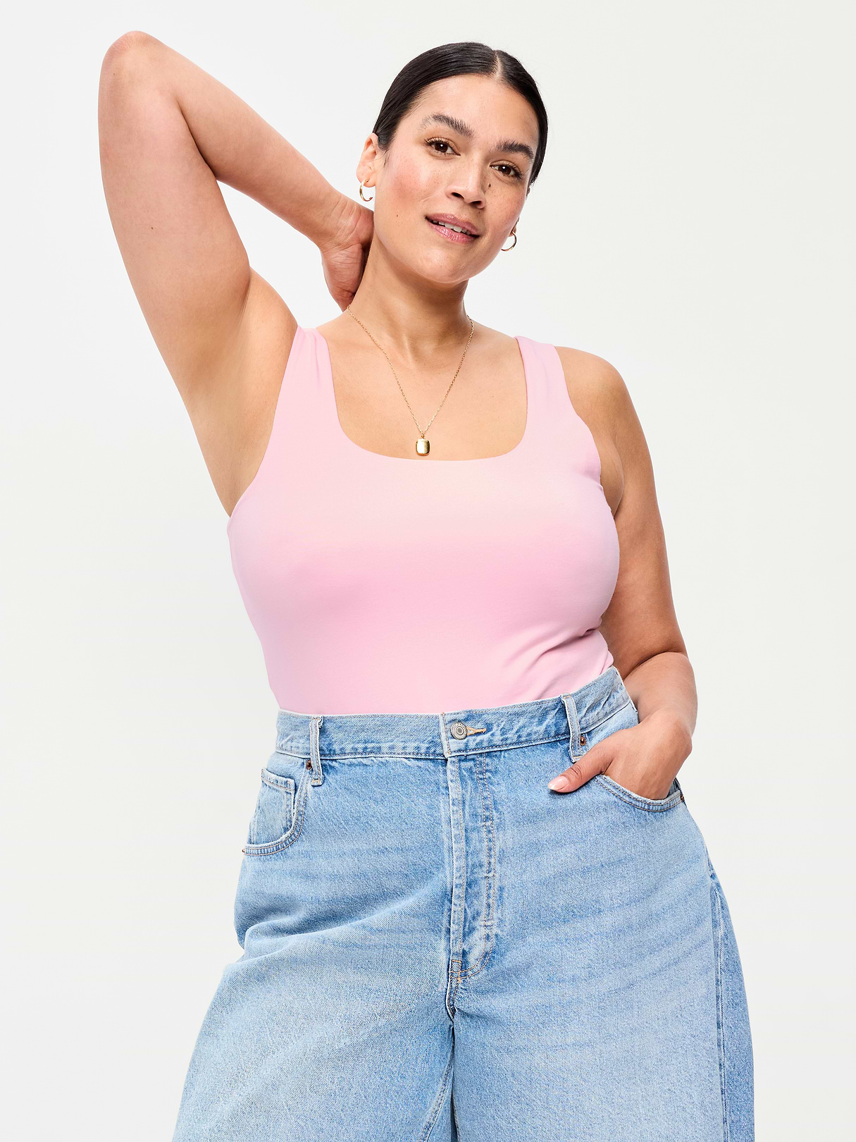 Hug Double-Layer Scoop-Neck Tank Top - Blush On You