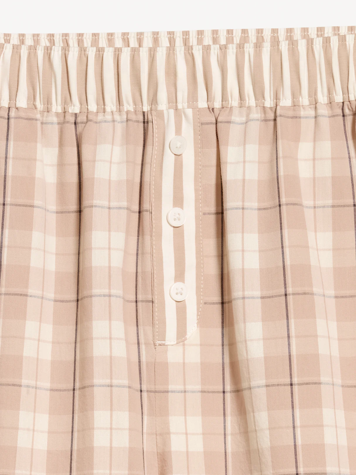 Poplin Wide-Leg Pajama Pants - Neutral Plaid