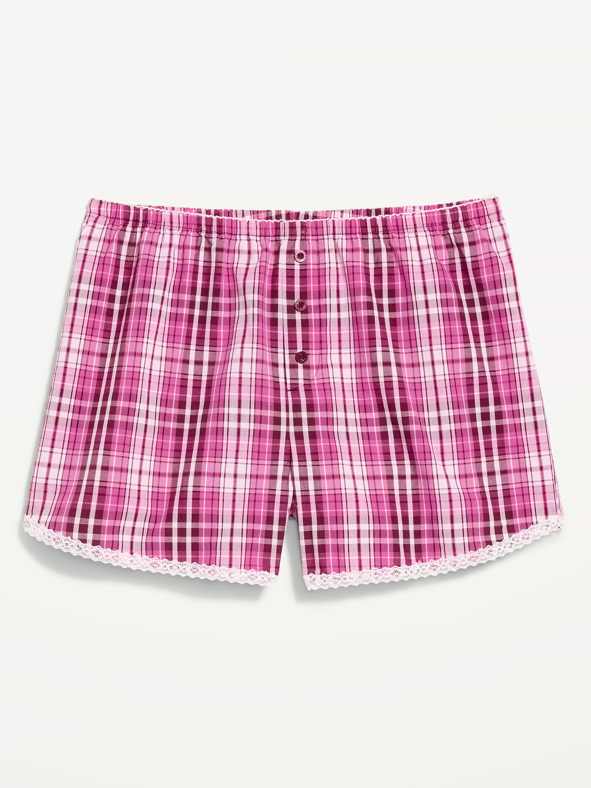 Classic Poplin Boxer Pajama Shorts - Pink Plaid