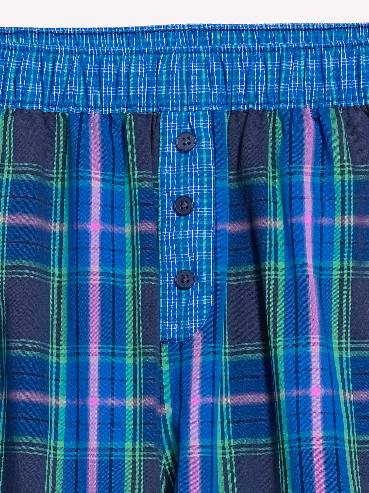 Poplin Wide-Leg Pajama Pants - Blue Plaid