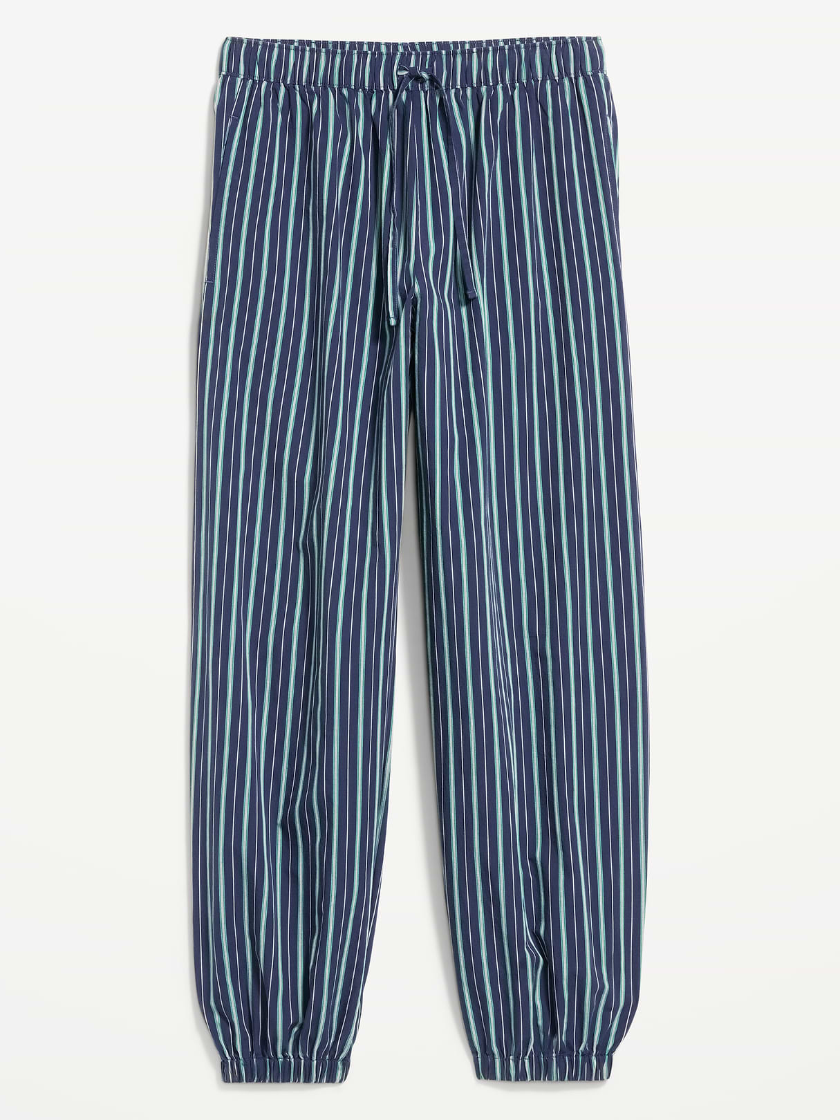 Cinched Poplin Balloon Pants - Navy Stripe