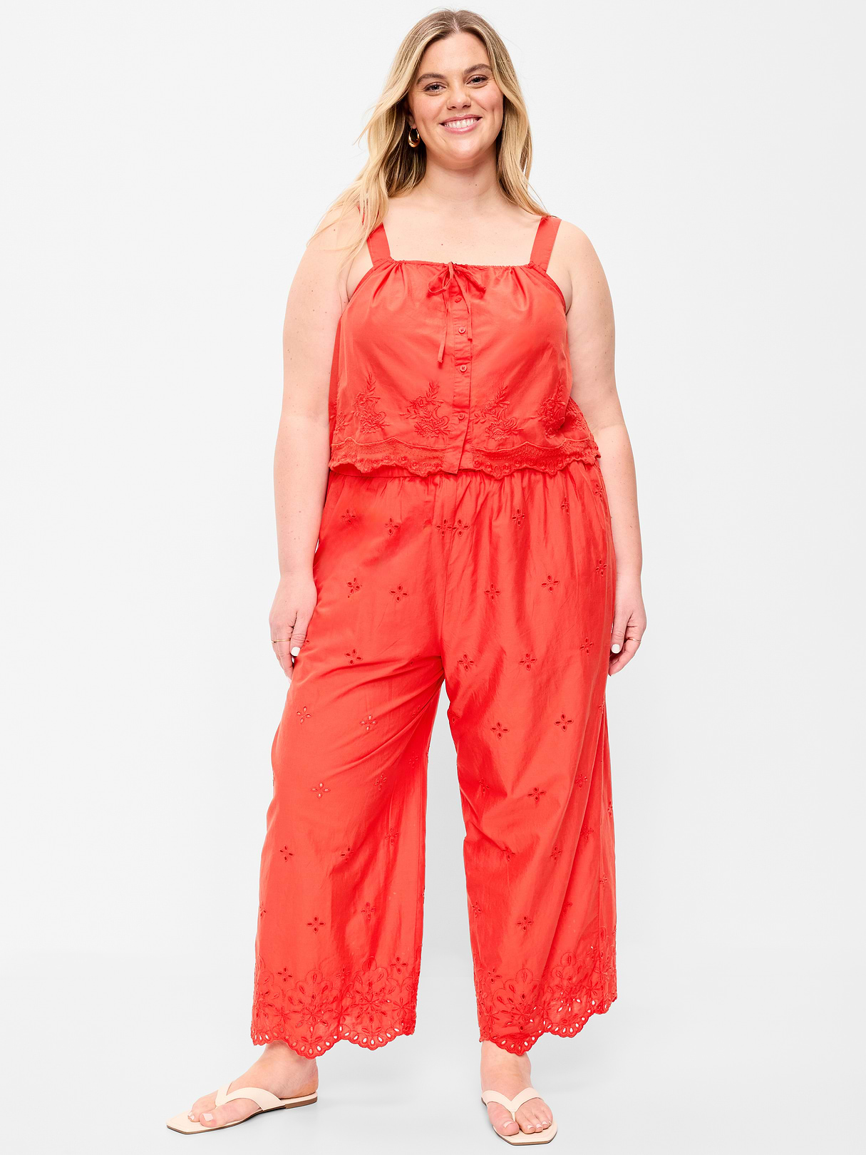 High-Waisted Cut Out Wide-Leg Pant - Moonfish Orange