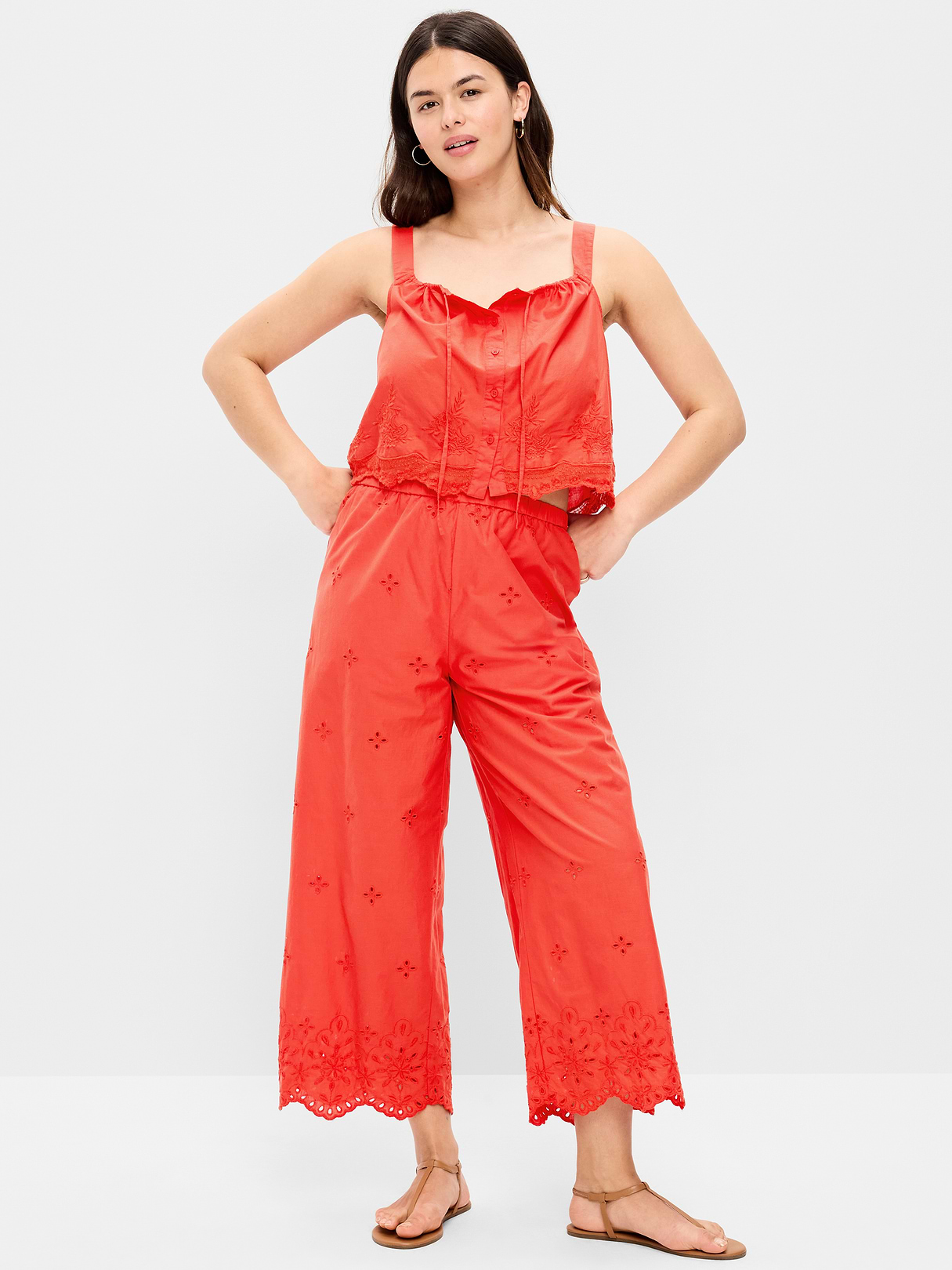 High-Waisted Cut Out Wide-Leg Pant - Moonfish Orange