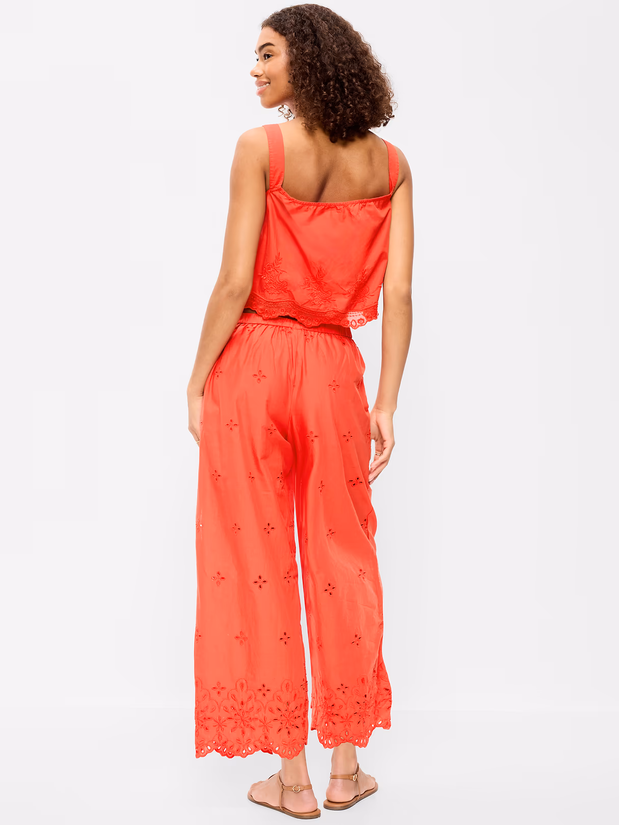 High-Waisted Cut Out Wide-Leg Pant - Moonfish Orange