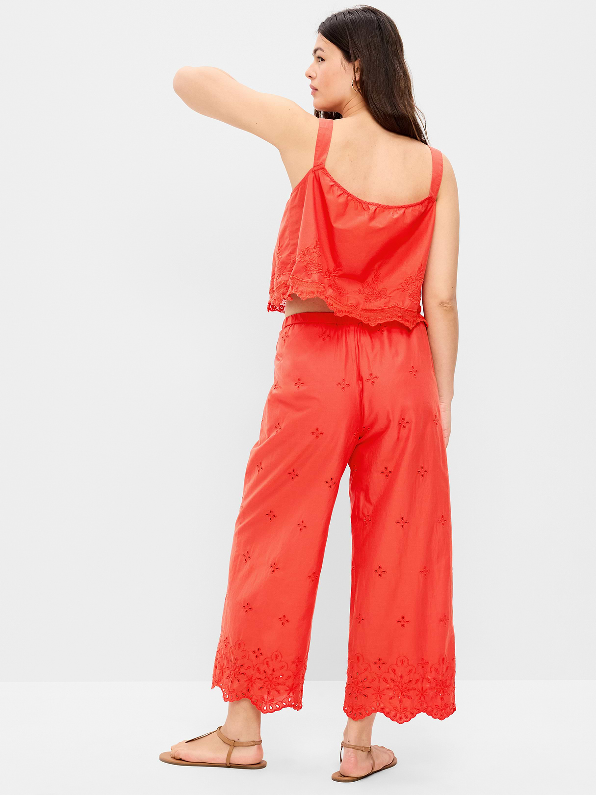 High-Waisted Cut Out Wide-Leg Pant - Moonfish Orange