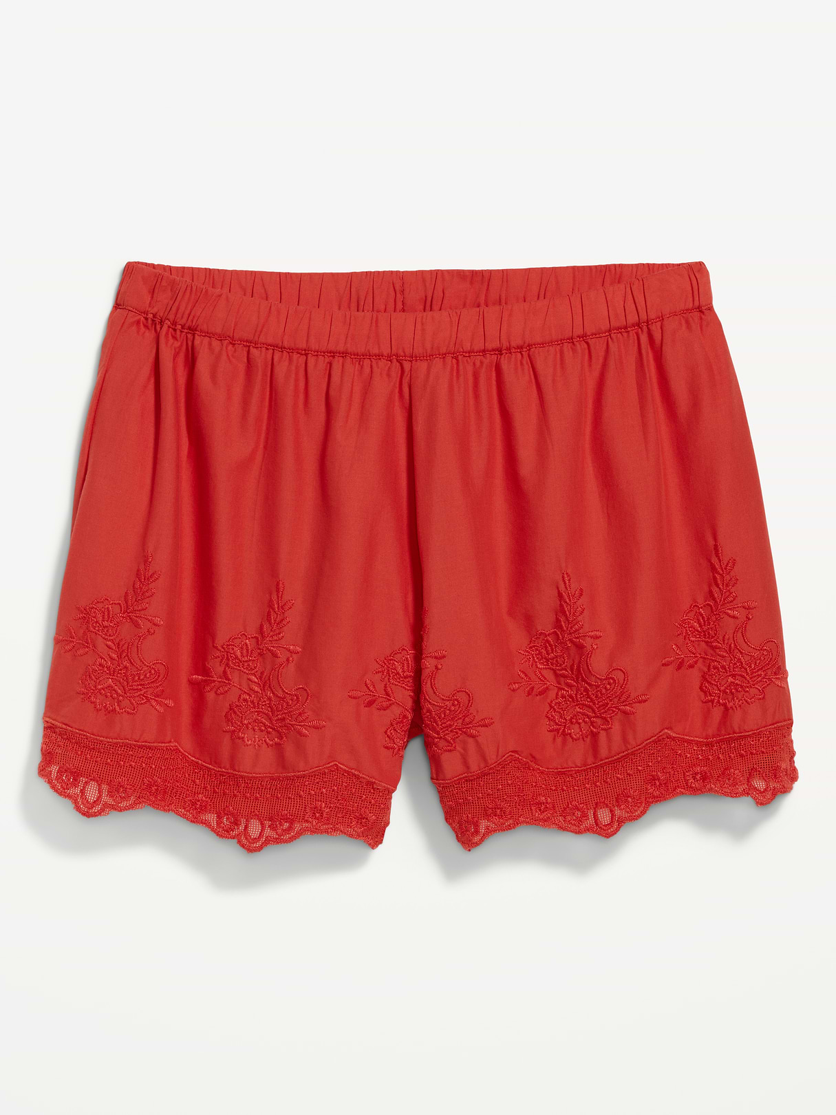 High-Waisted Lace-Trim Shorts - Moonfish Orange