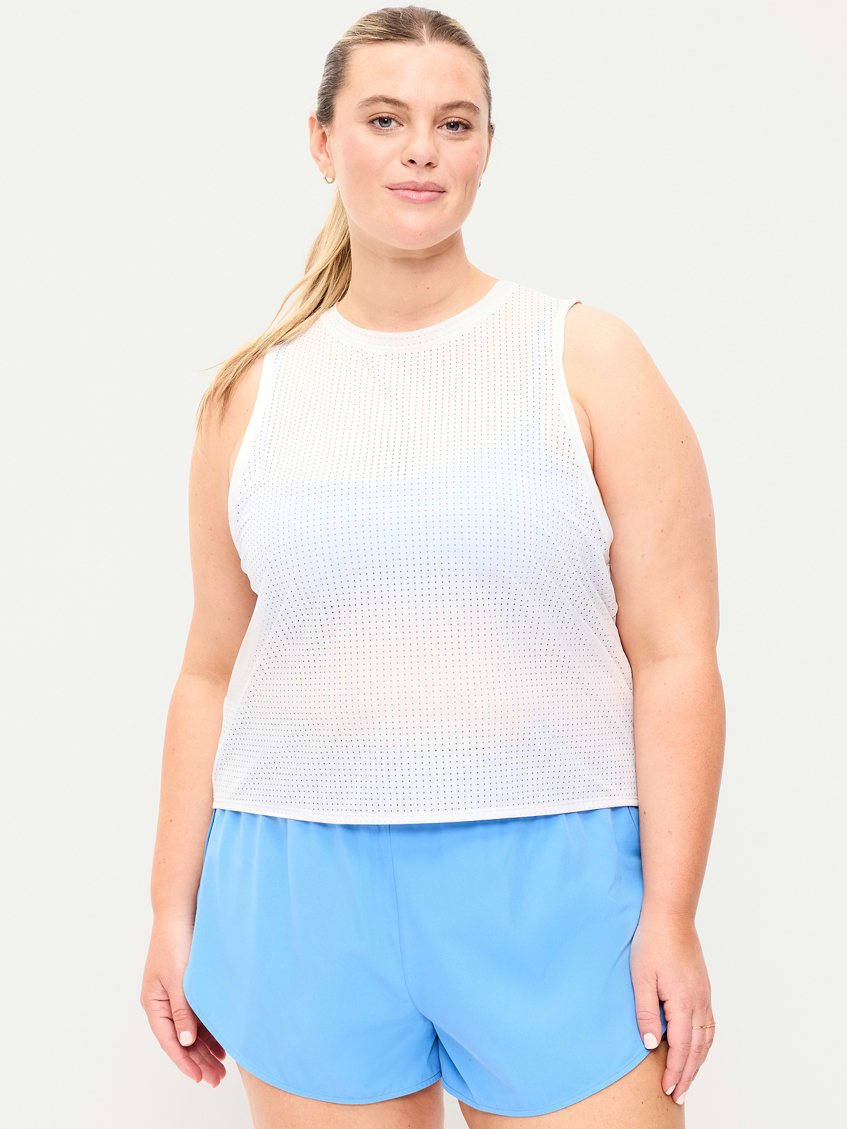 Mesh Muscle Tank Top - Calla Lily White