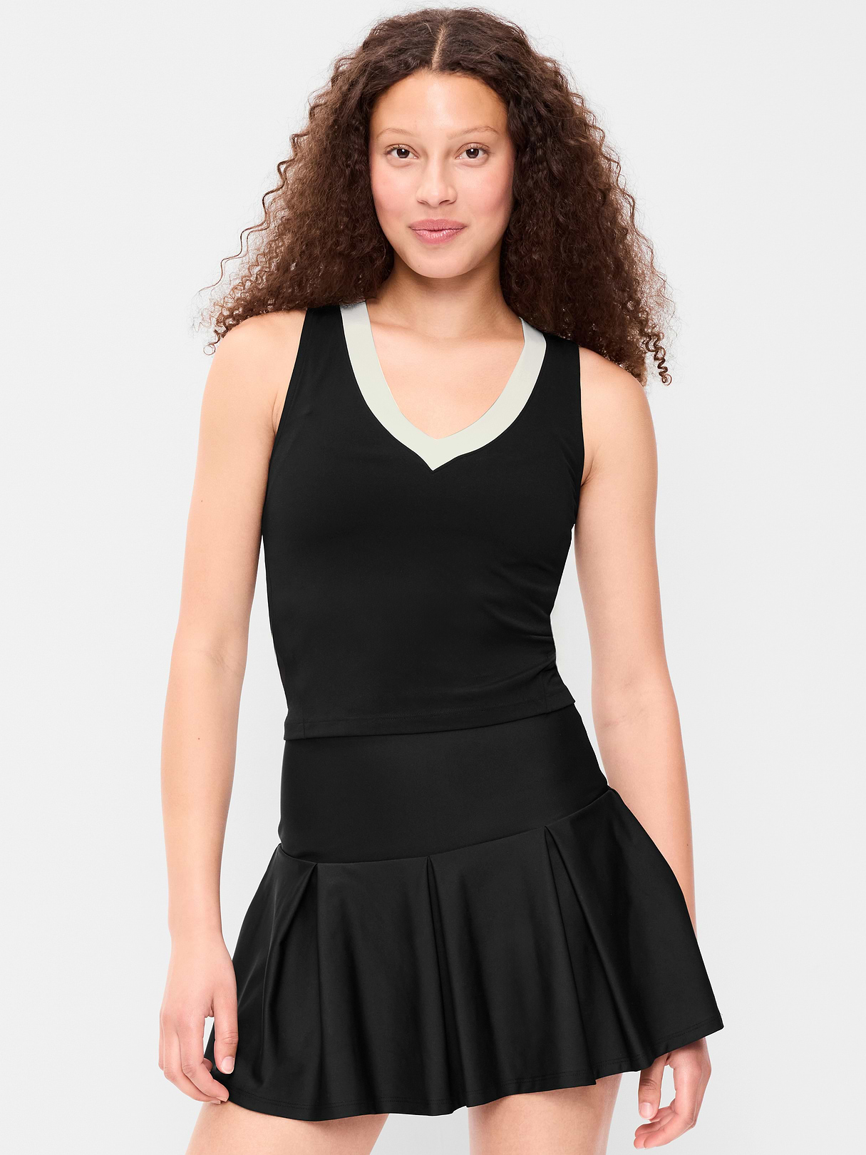 StudioSmooth Cropped Tennis Tank Top - Black Jack
