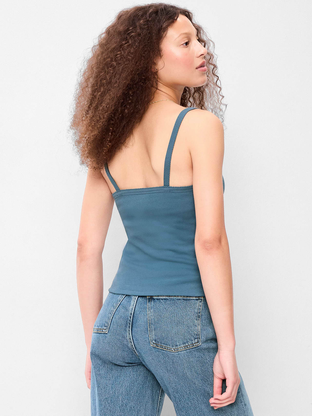 Button-Front Cami Tank Top - Neptune