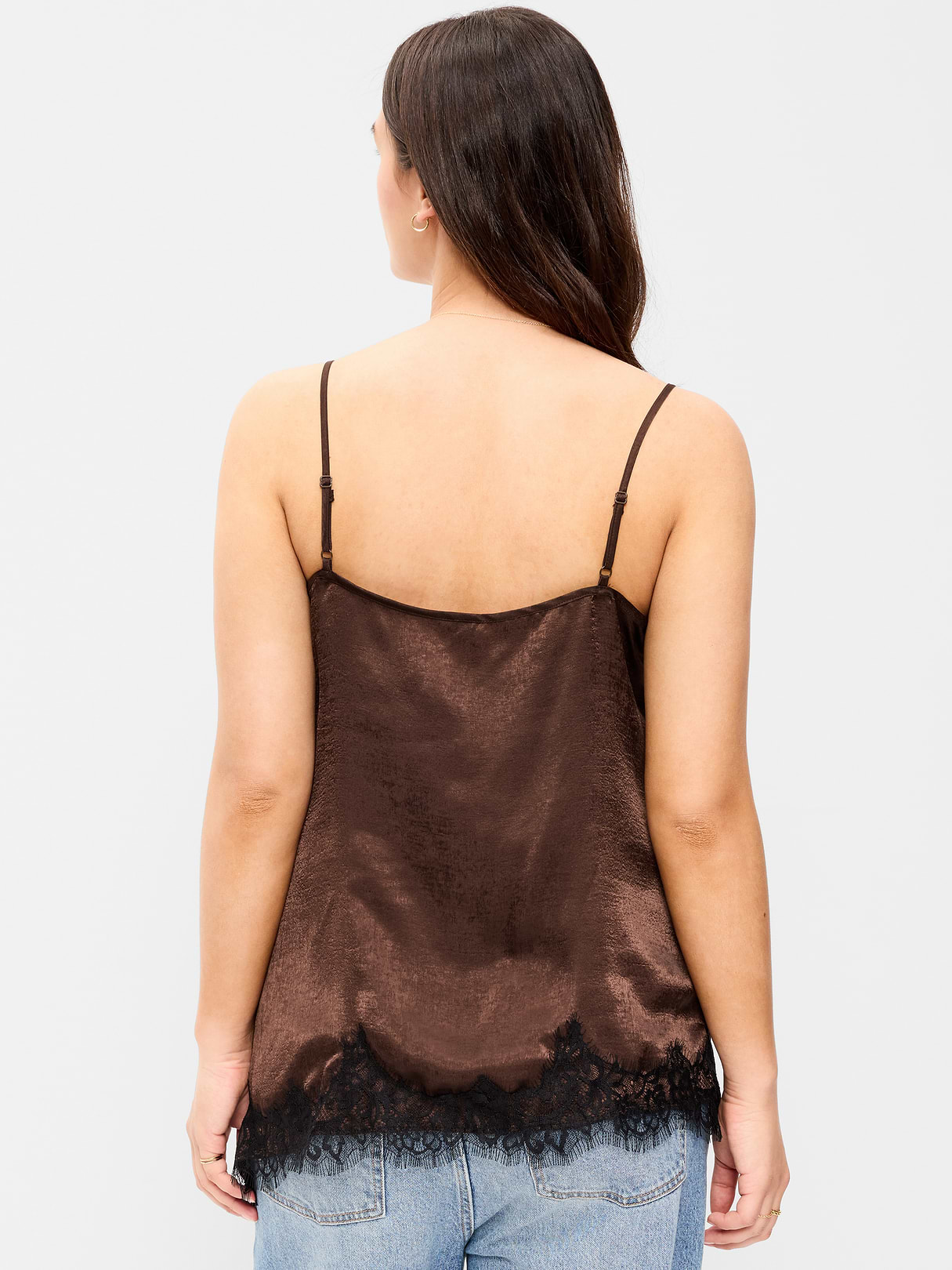 Asymmetrical Lace-Trim Cami Top - Earthen