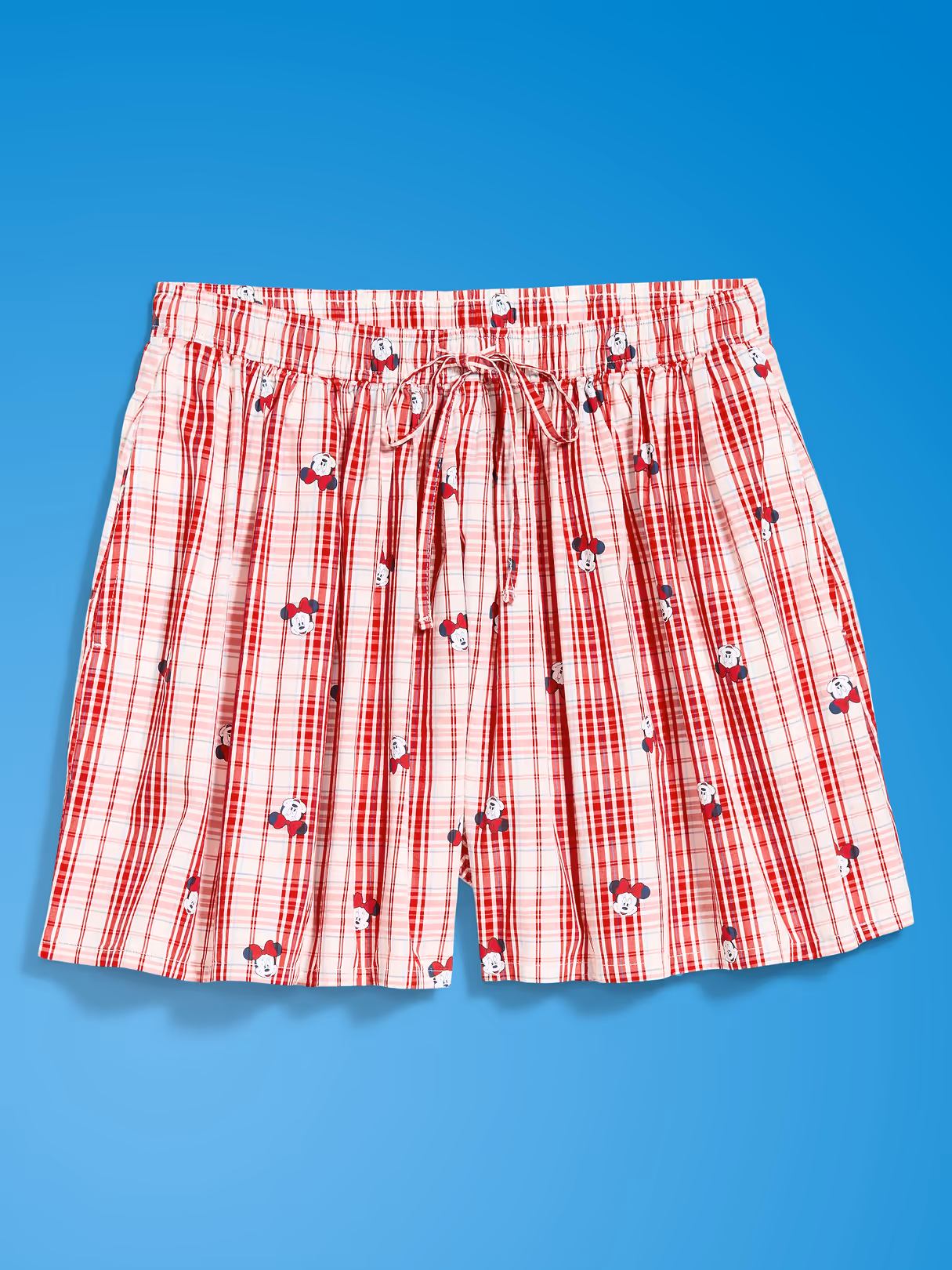 Old Navy x Disney Minnie Mouse High-Waisted Plaid Shorts for Women - White/Red Plaid