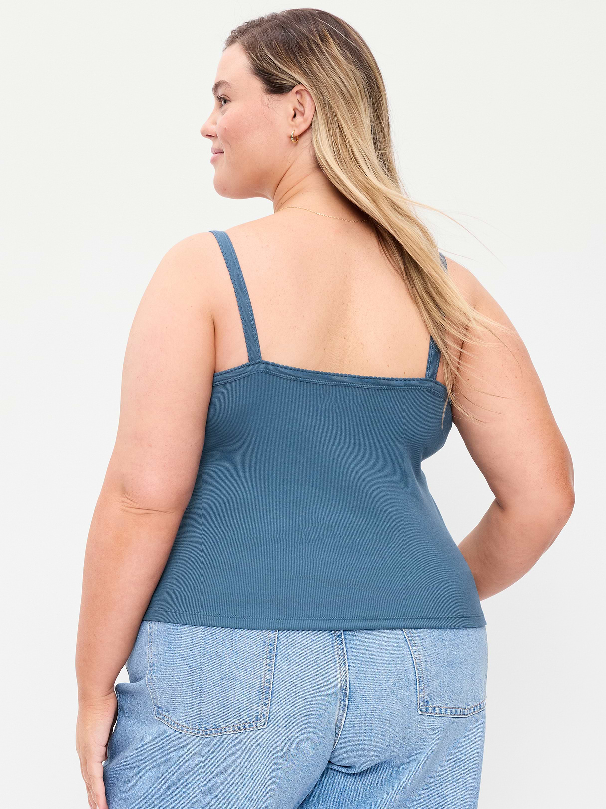 Button-Front Cami Tank Top - Neptune