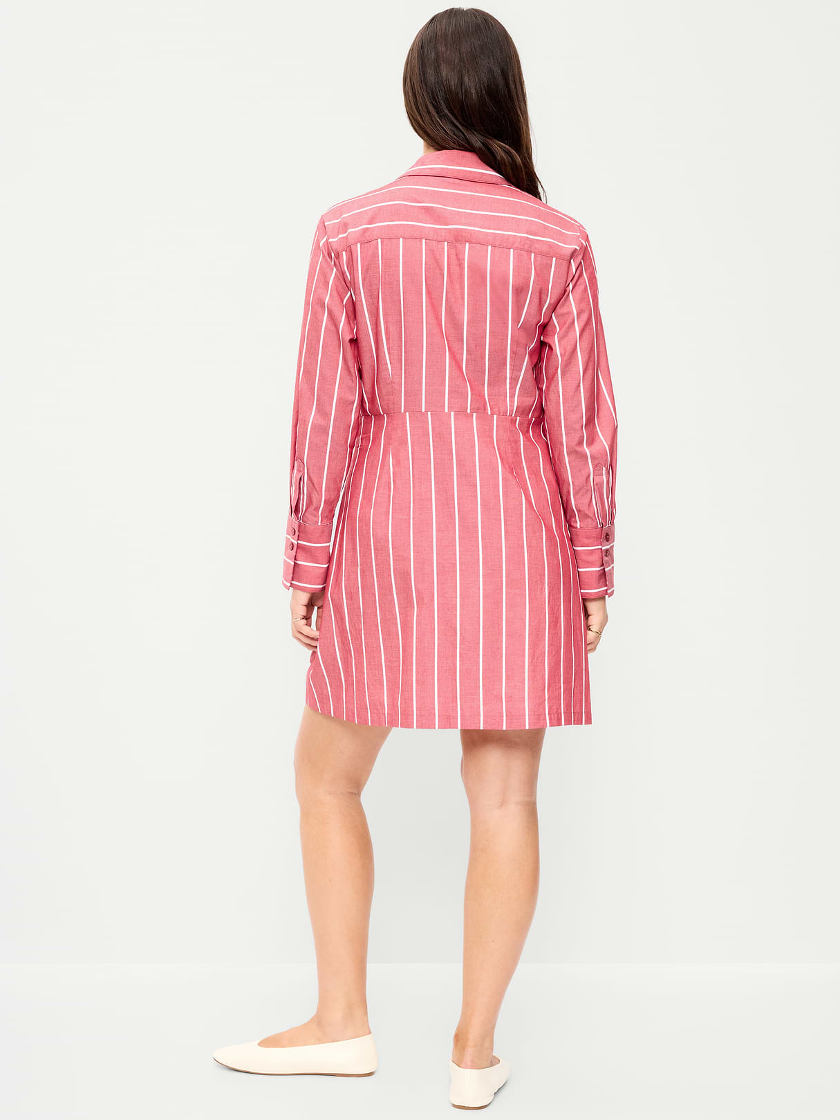 Wrap Mini Shirt Dress - Red Stripe