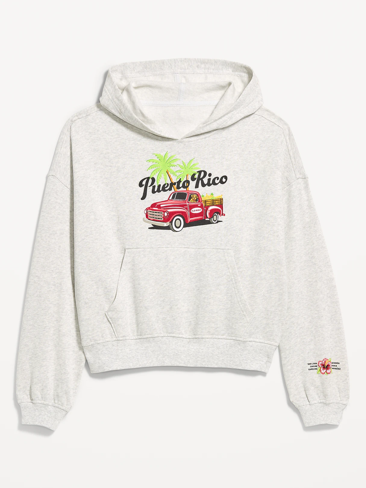 Oversized Pullover Graphic Hoodie Sweatshirt - Faux-Heather Gray