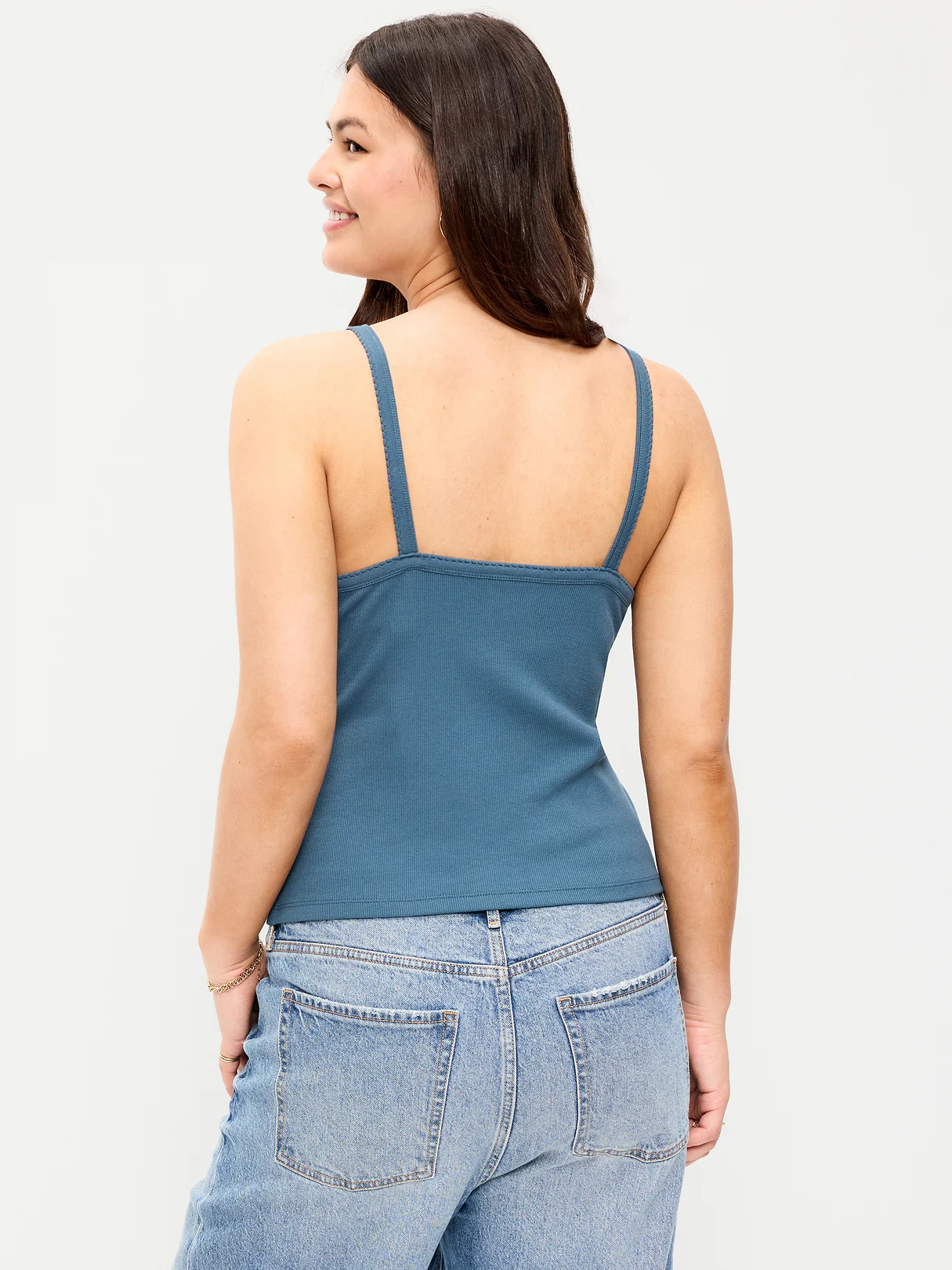 Button-Front Cami Tank Top - Neptune