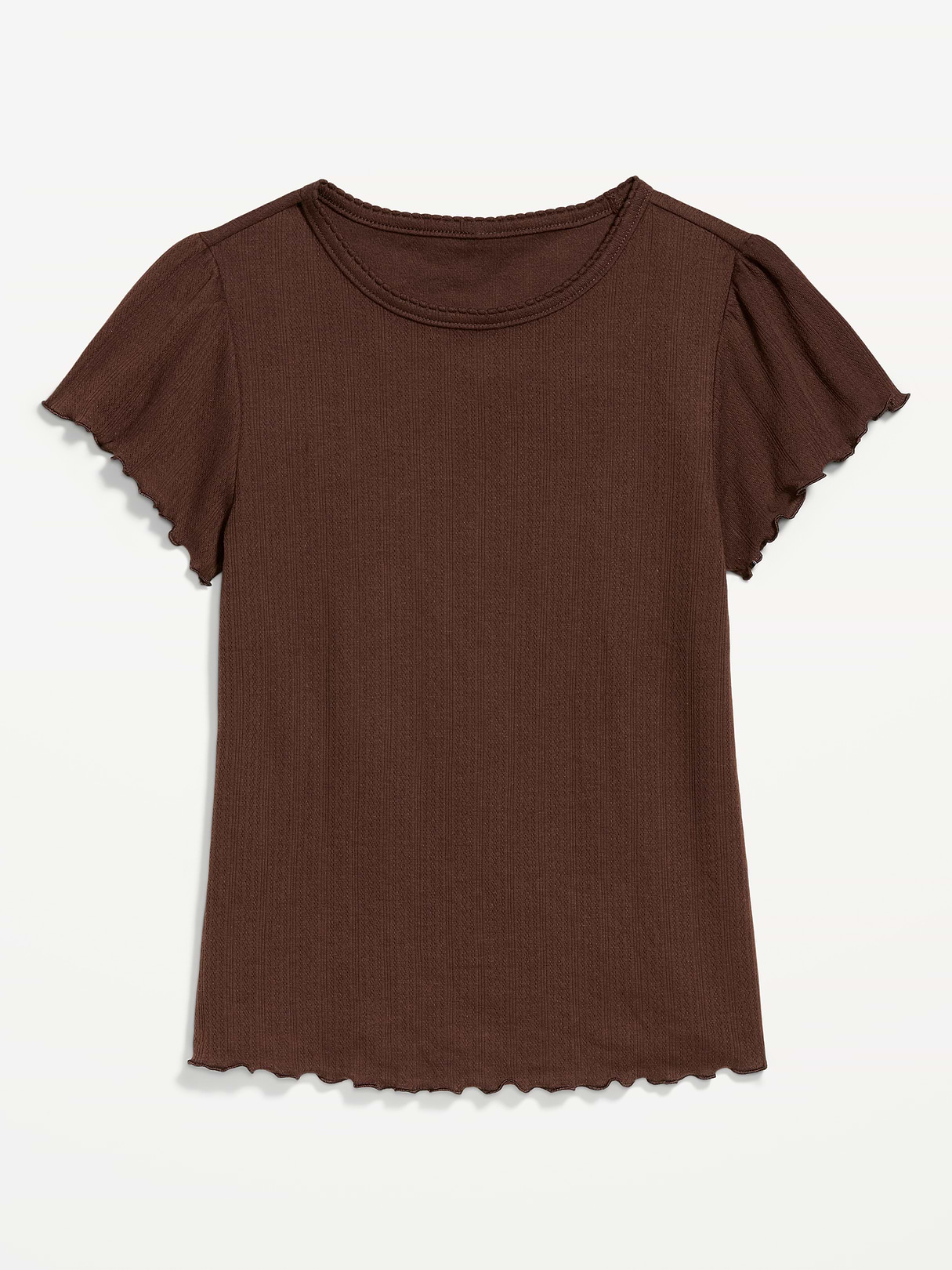Lettuce-Edge Pointelle Top - Earthen