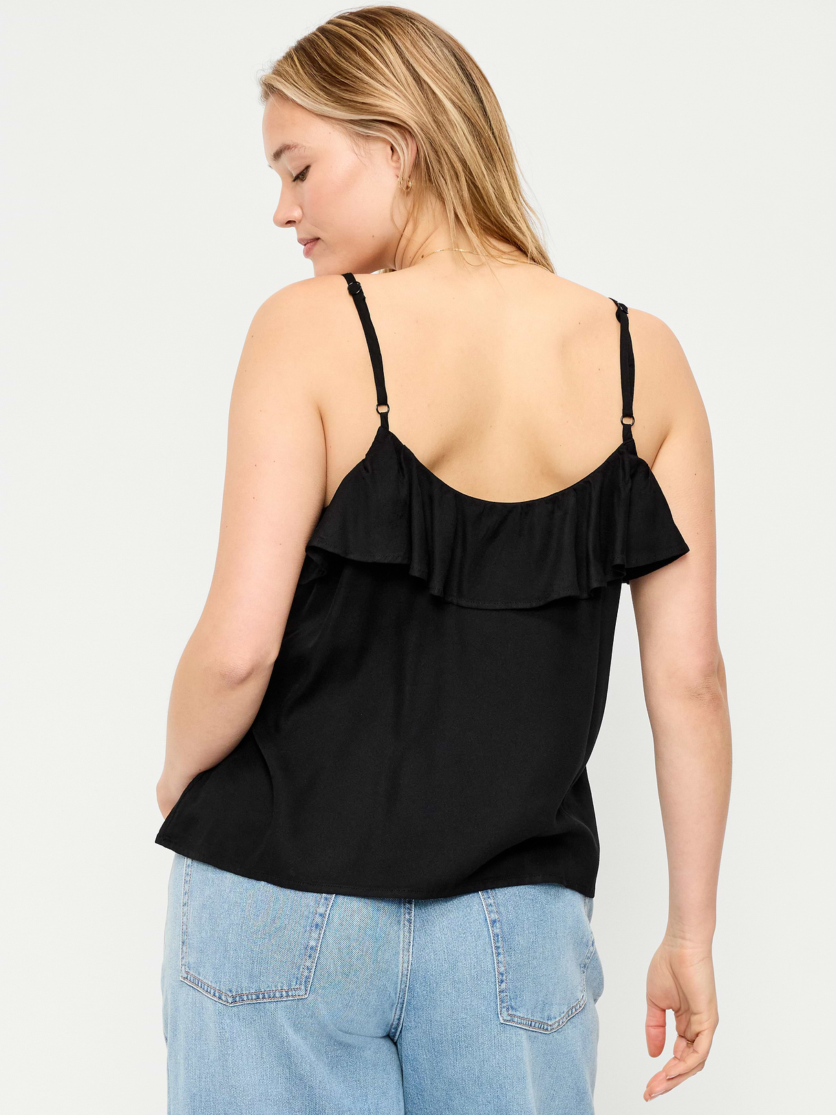 Ruffle-Front Tank Top - Black Jack