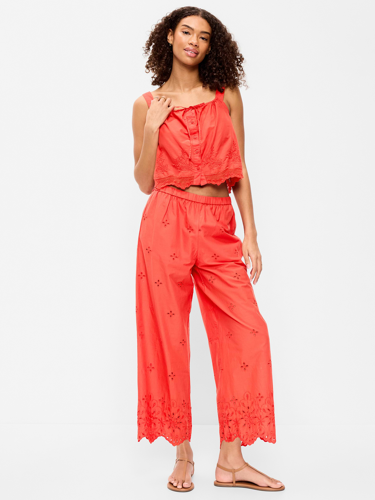 High-Waisted Cut Out Wide-Leg Pant - Moonfish Orange