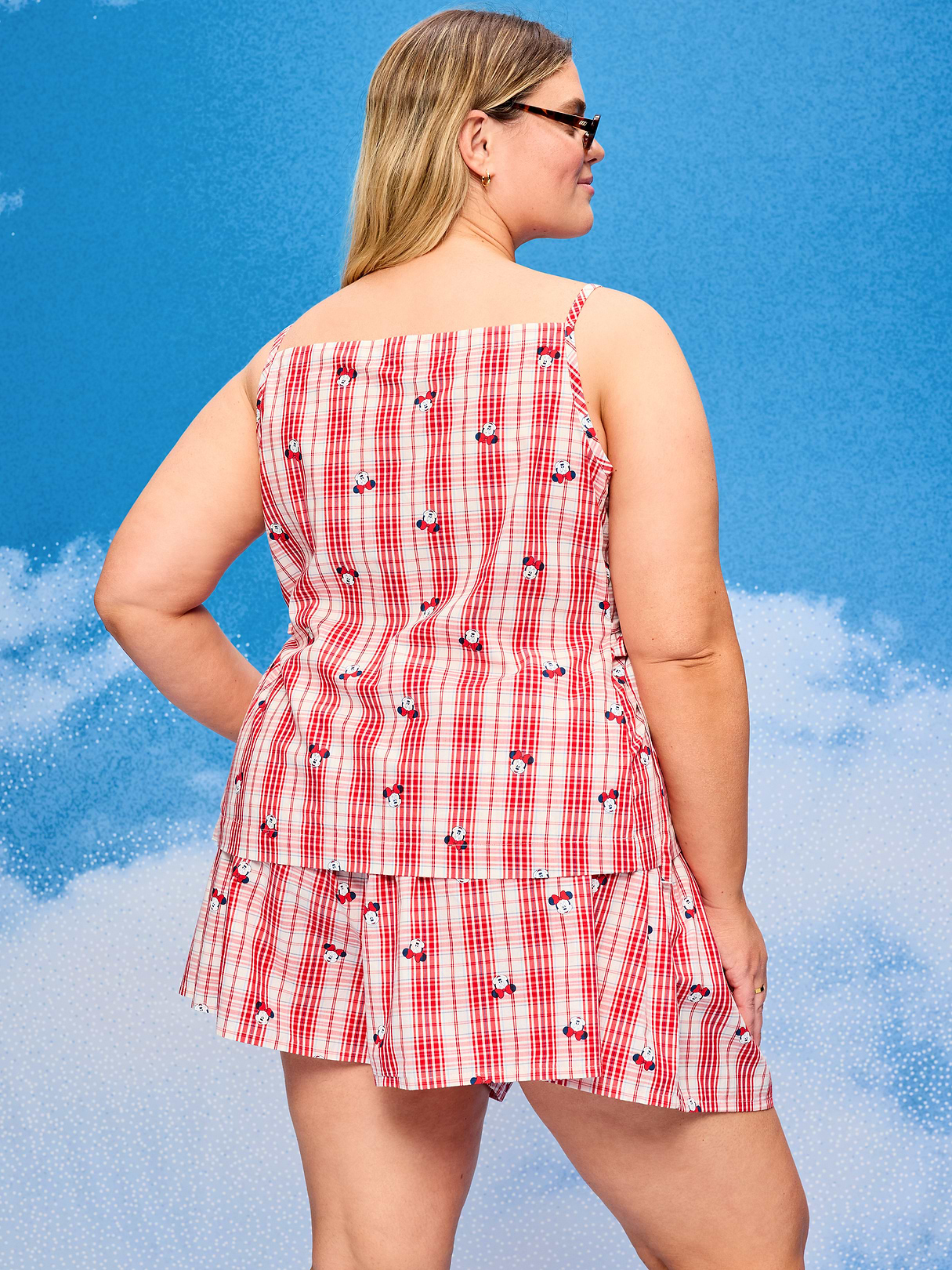 Old Navy x Disney Minnie Mouse Side-Tie Plaid Tank Top for Women - Red Plaid