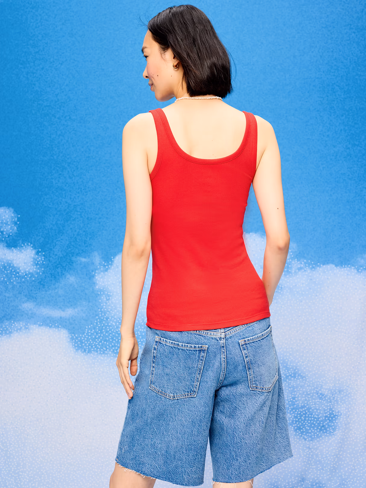 Old Navy x Disney Mickey Mouse Ribbed Scoop-Neck Tank Top for Women - Red Buttons