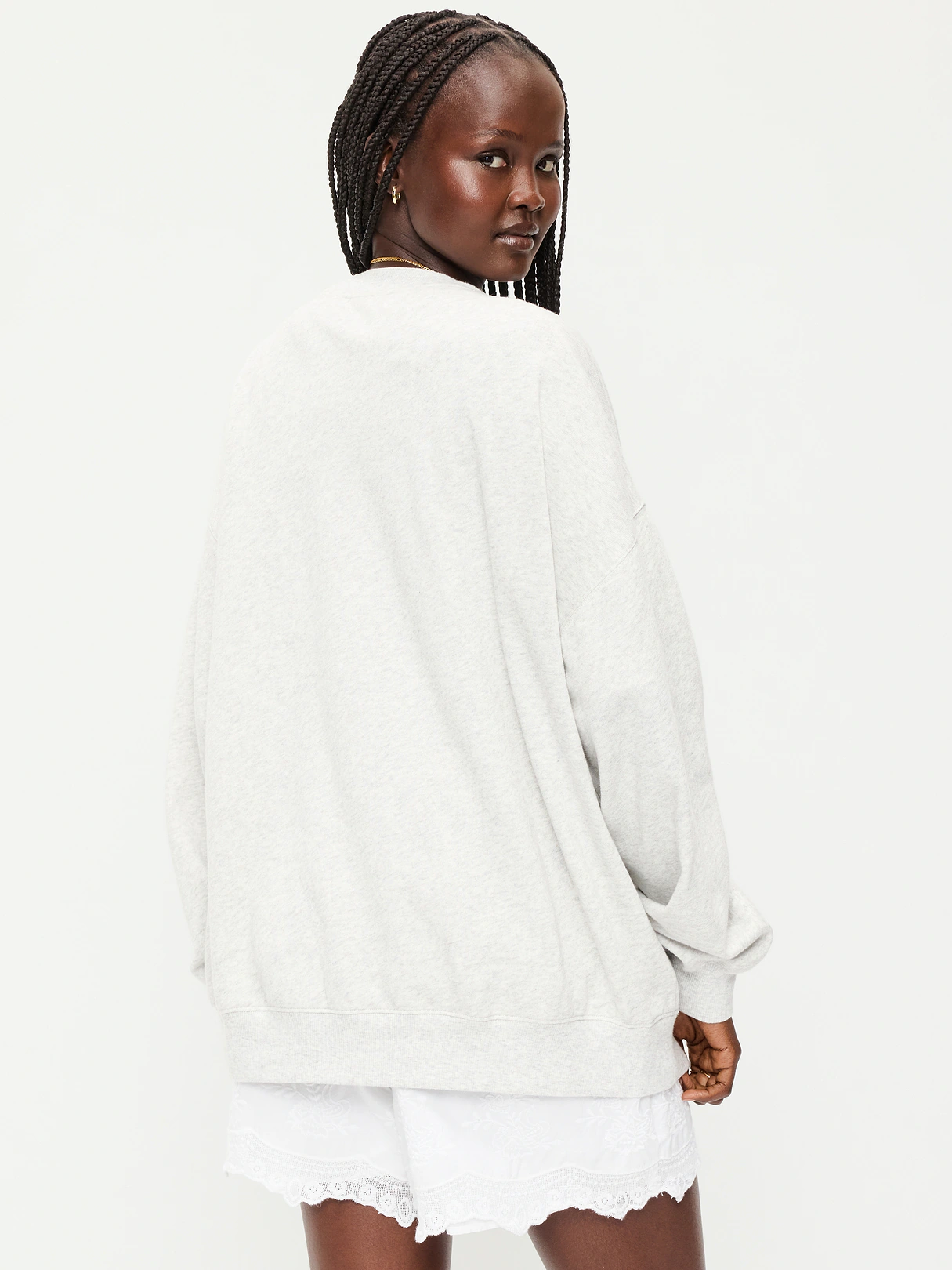 SoComfy Oversized Graphic Sweatshirt - Light Gray Heather