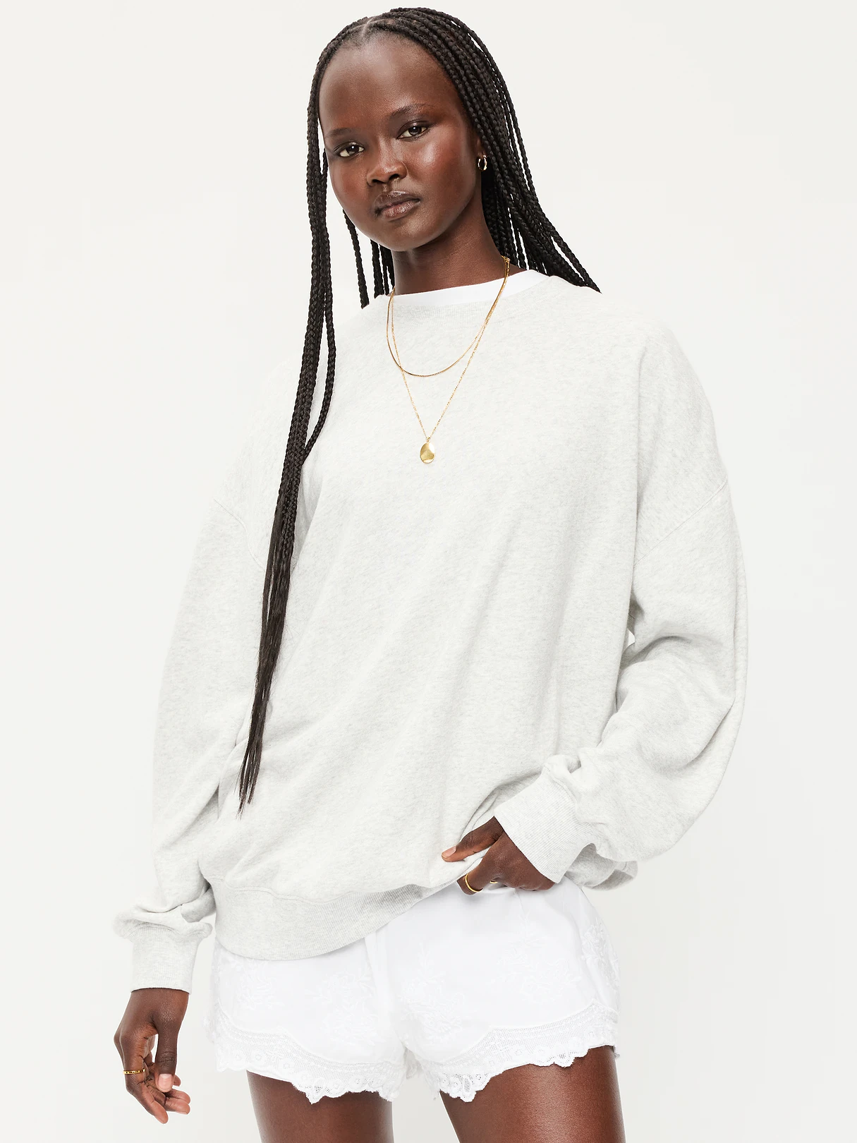 SoComfy Oversized Graphic Sweatshirt - Light Gray Heather