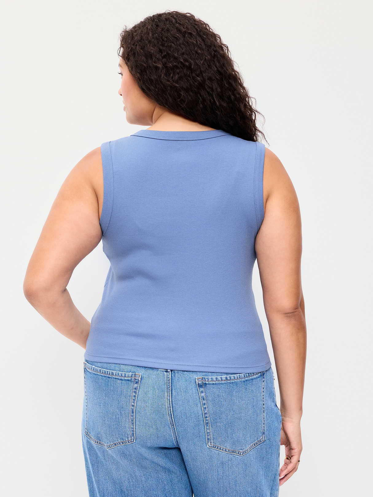 Snug Crop V-Neck Ribbed Tank Top - Hyacinth