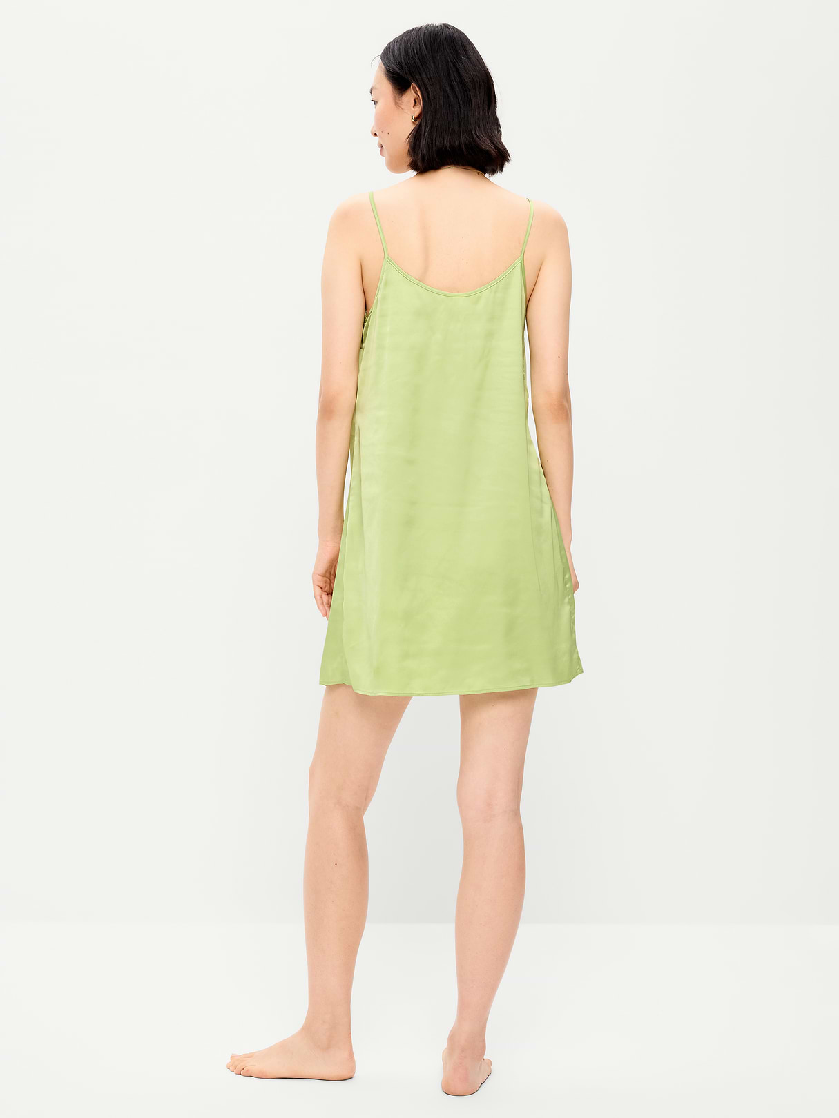 Satin Lace-Trim Sleep Dress - Coriander