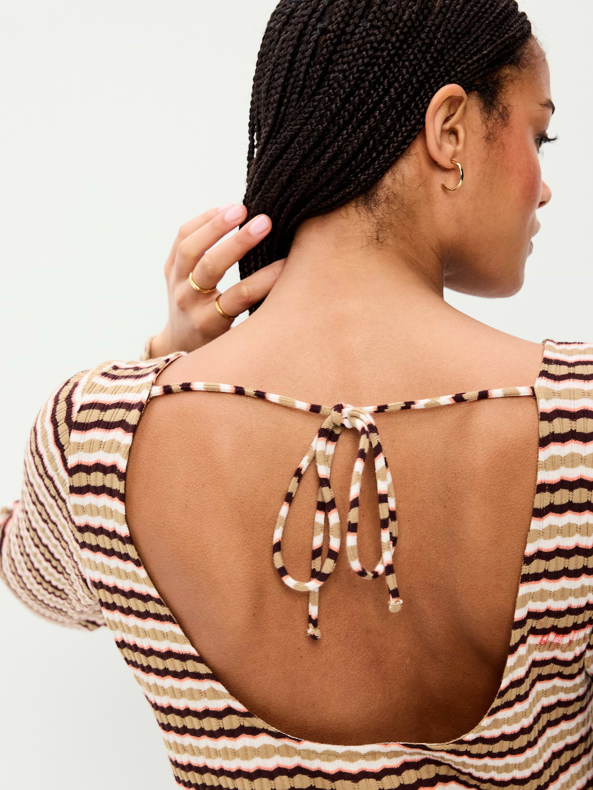 Pointelle Rib-Knit Cover-Up - Sea Salt Stripe