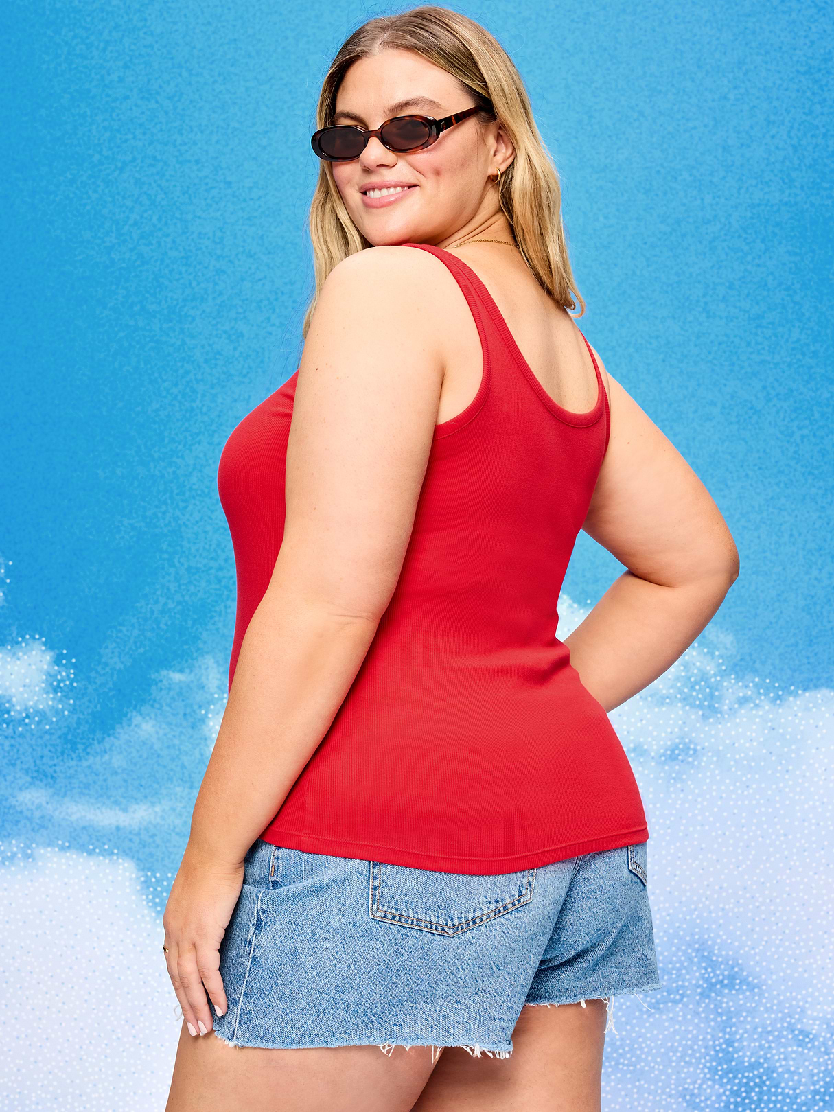 Old Navy x Disney Mickey Mouse Ribbed Scoop-Neck Tank Top for Women - Red Buttons