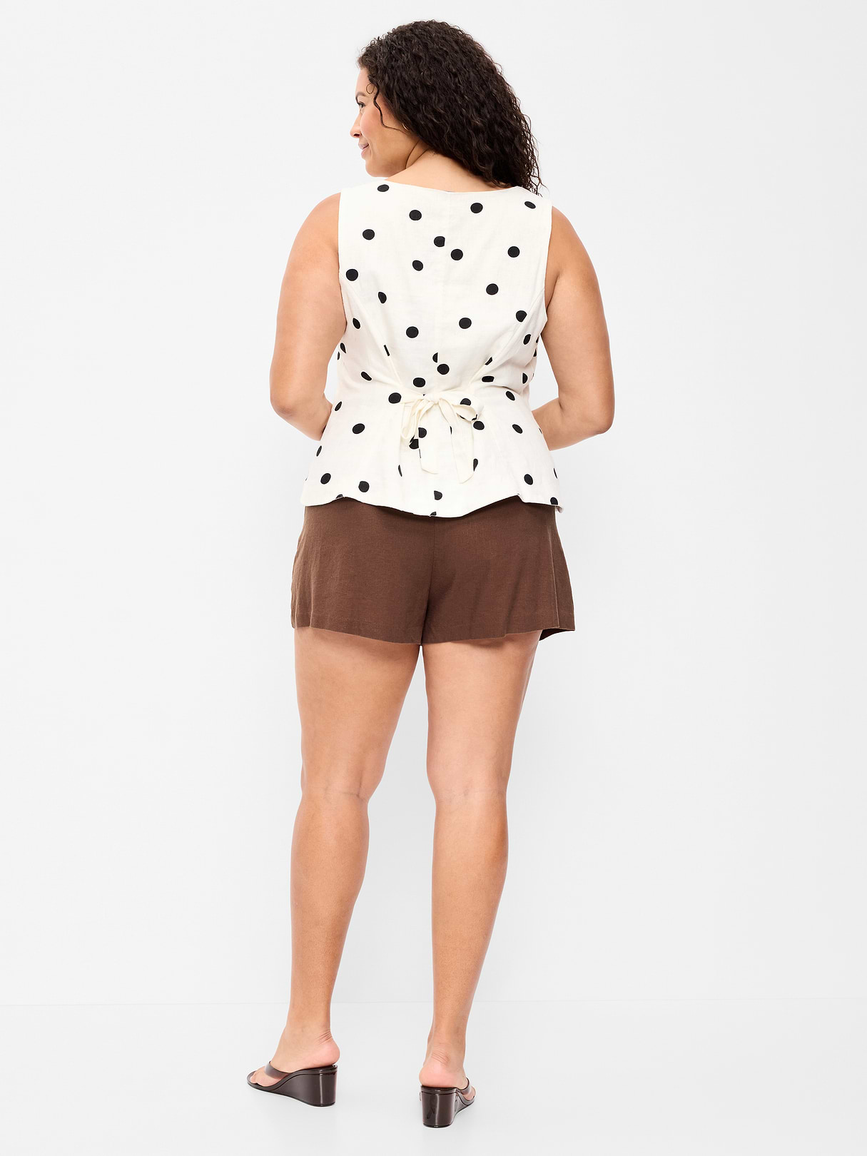 High-Waisted Linen-Blend Micro Shorts - Peppercorn