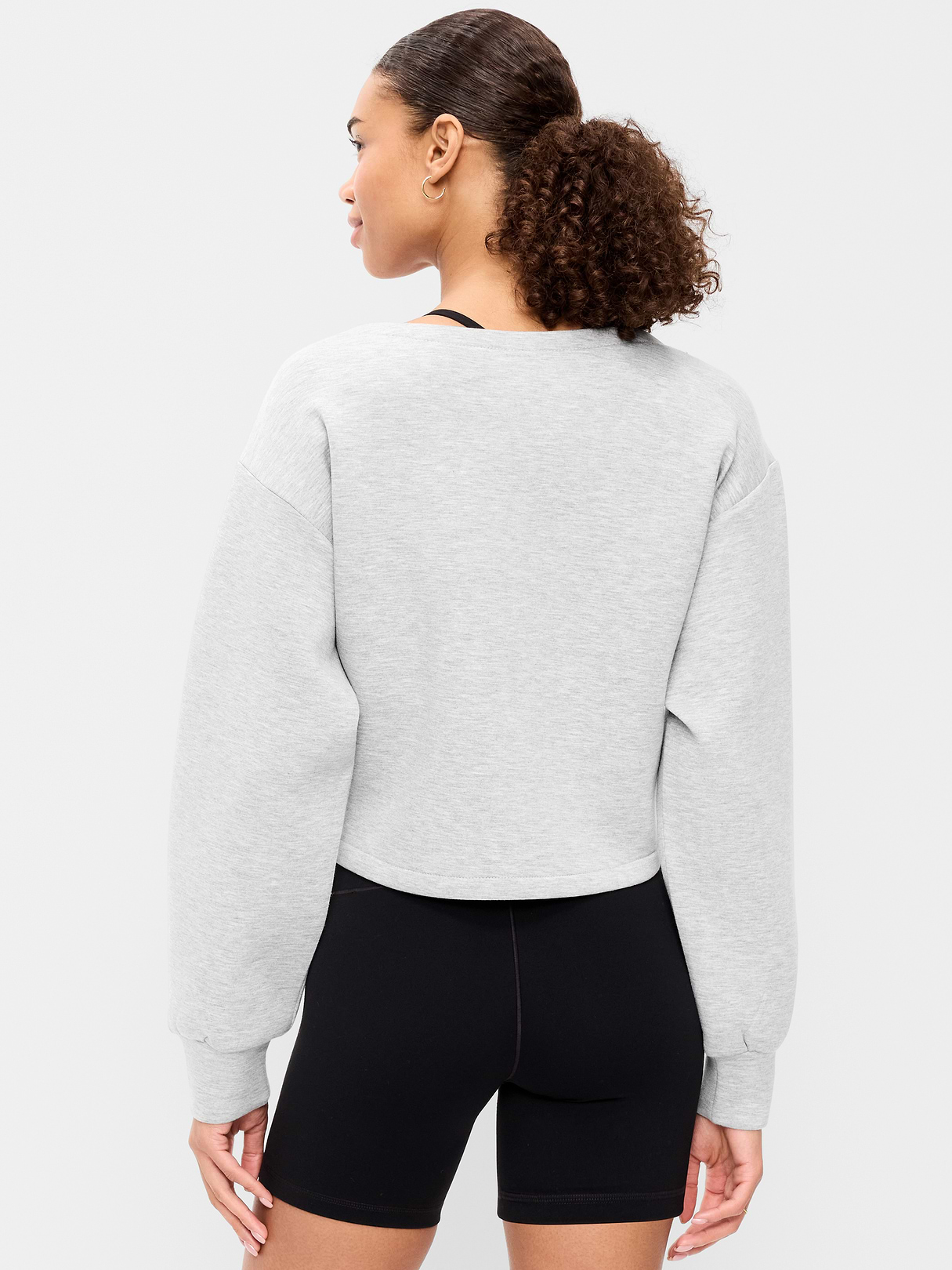 Bounce Fleece Long-Sleeve Twist-Front Top - Heather Gray
