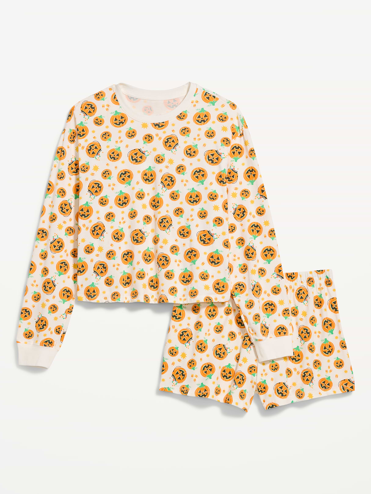 Halloween Pajama T-Shirt and Shorts Set for Women - Pumpkins (Match the Fam!)