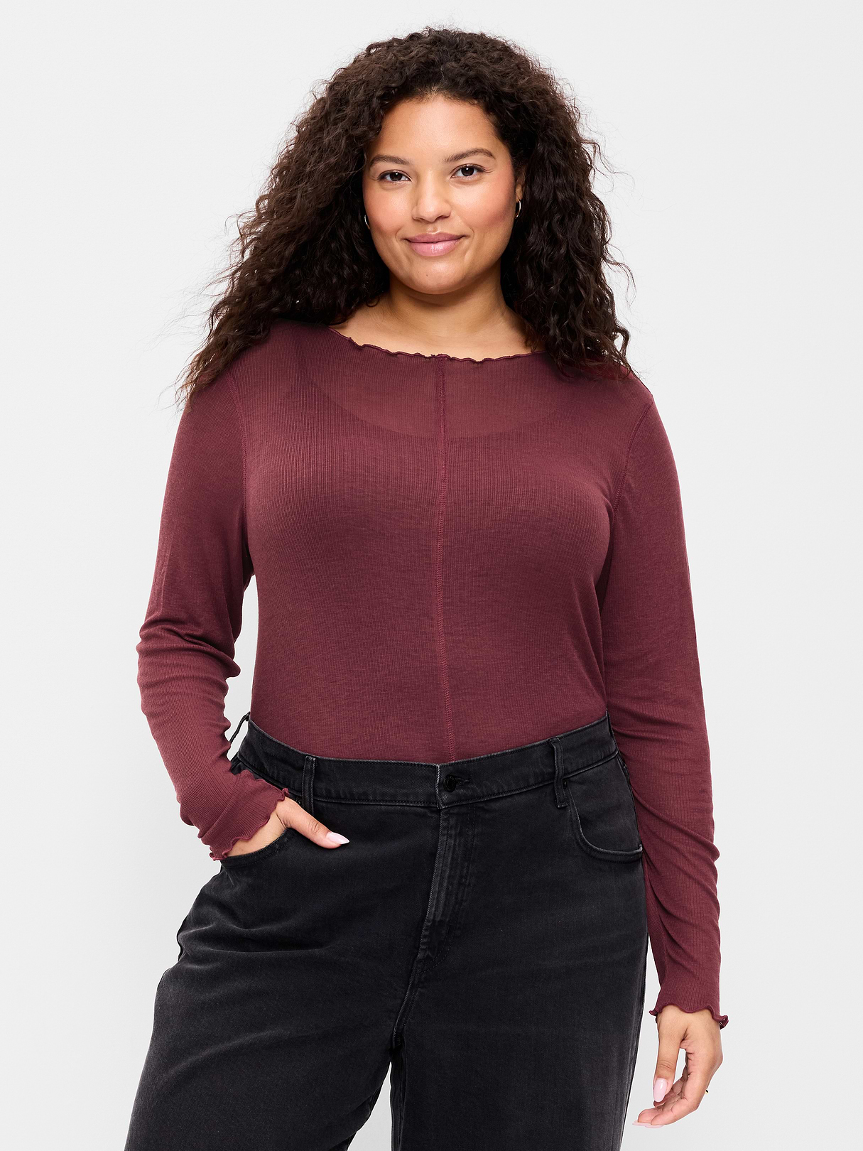 Lettuce-Edge Tissue T-Shirt - Red Lacquer