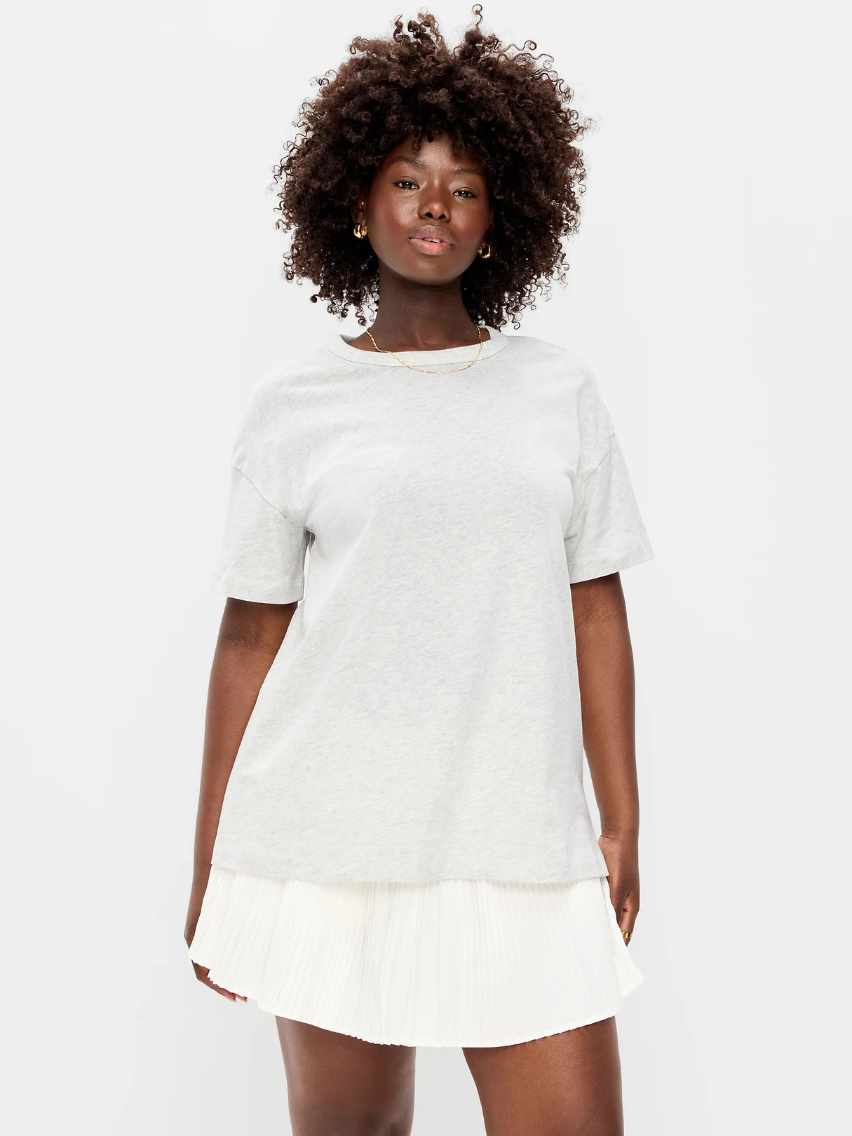 Oversized EveryWear Tunic T-Shirt - Faux-Heather Gray