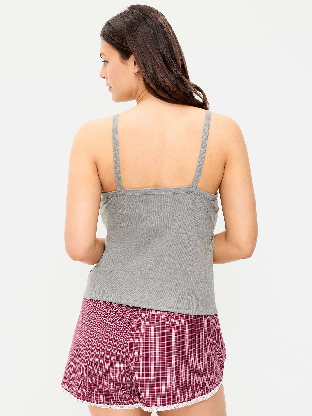 Button-Front Cami Tank Top - Dark Heather Grey