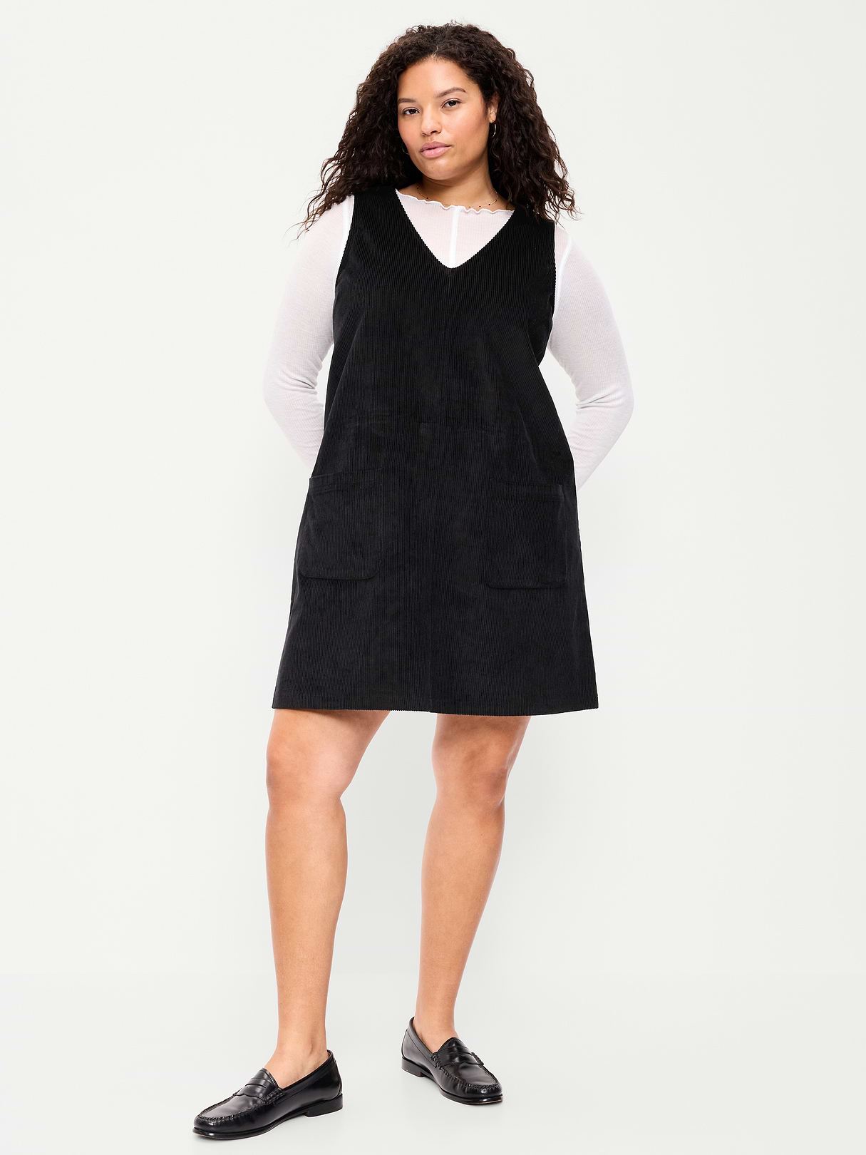 Sleeveless Pinafore Mini Dress - Black Jack