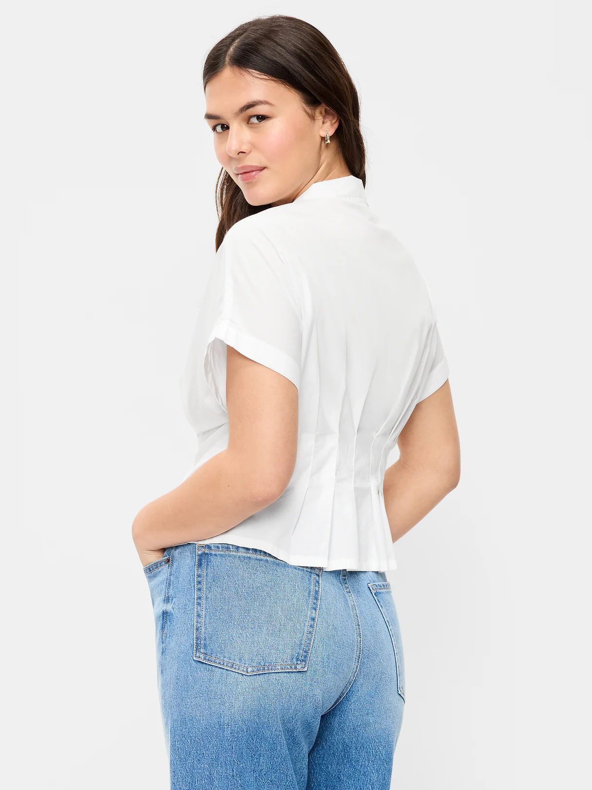 Slim-Waisted Button-Down Shirt - White Lilies