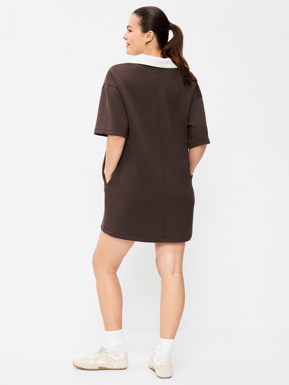 Bounce Fleece Short-Sleeve Polo Dress - Black Coffee
