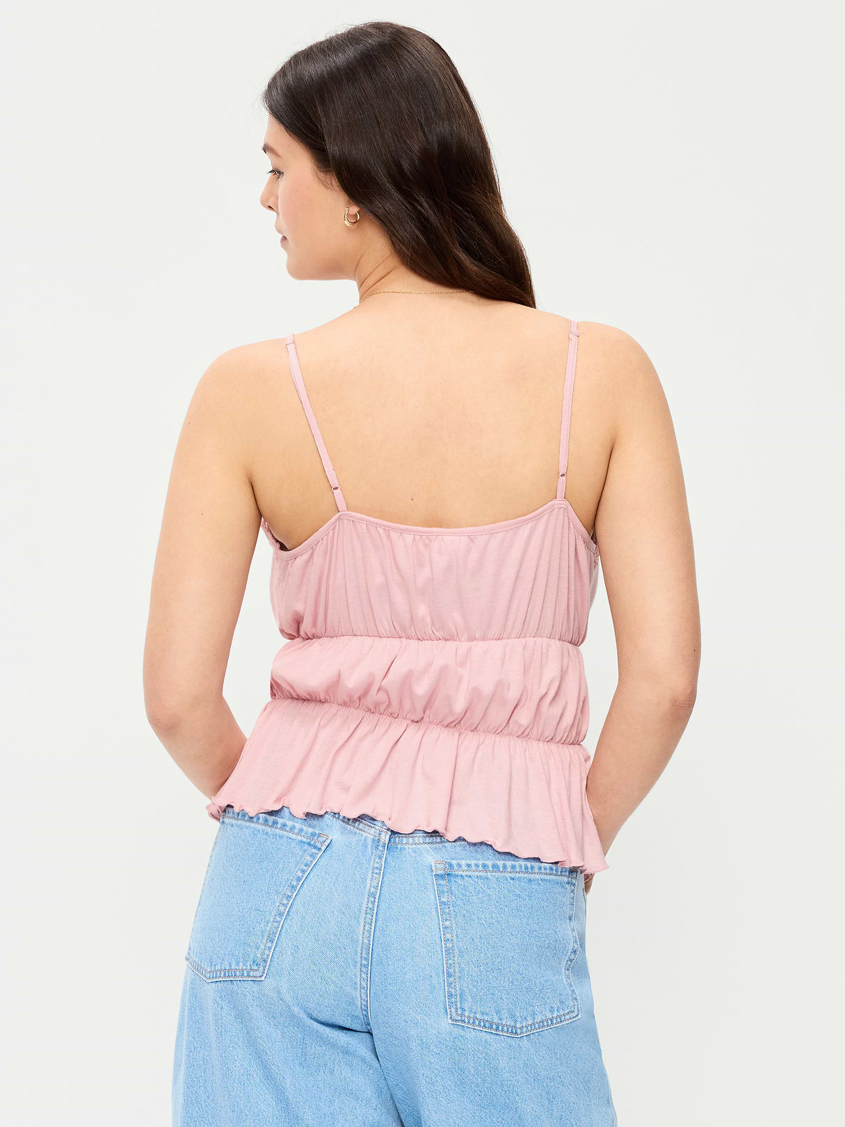 Lace-Trim Smocked-Waist Tank Top - Abalone Pink
