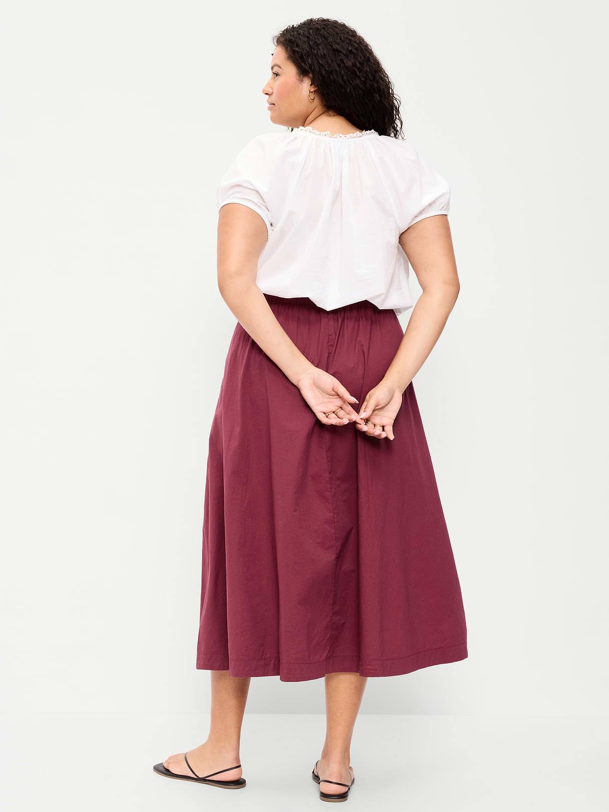 Poplin Midi Skirt - Red Lacquer