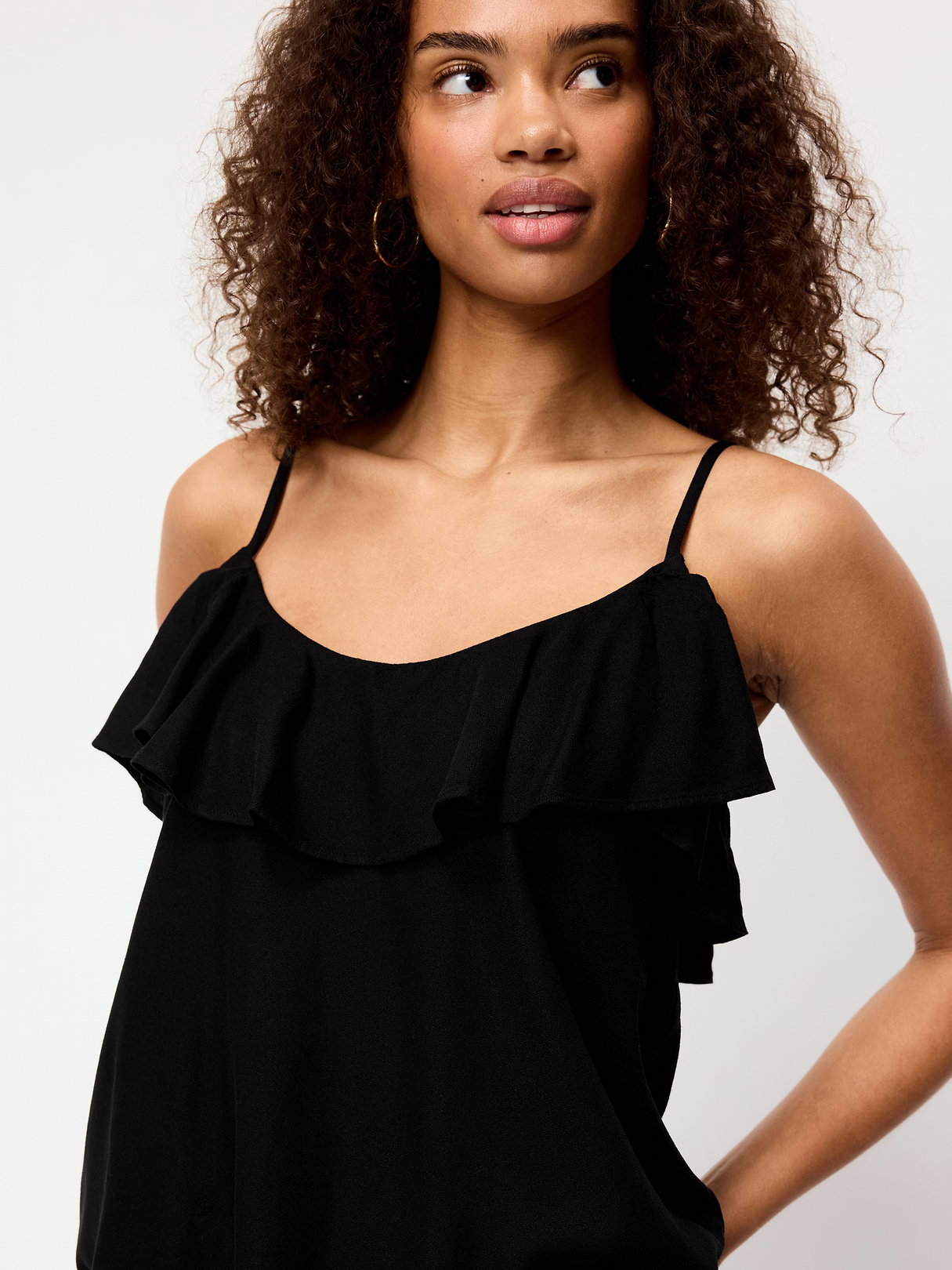 Ruffle-Front Tank Top - Black Jack